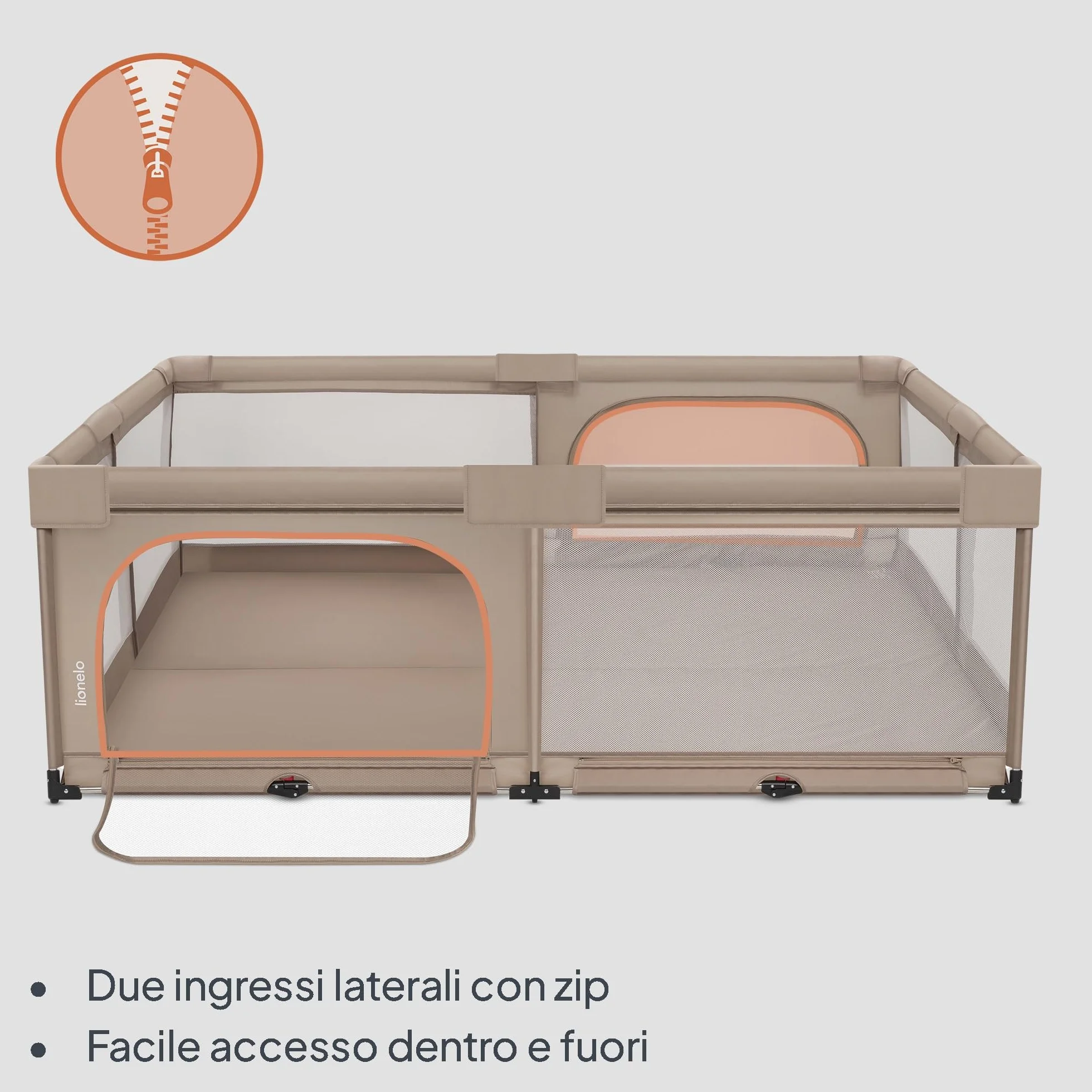 Lionelo FLORENCE XL EASY FOLD Box per Bambini 180 x 200 cm Recinto Pieghevole con Lati in Rete