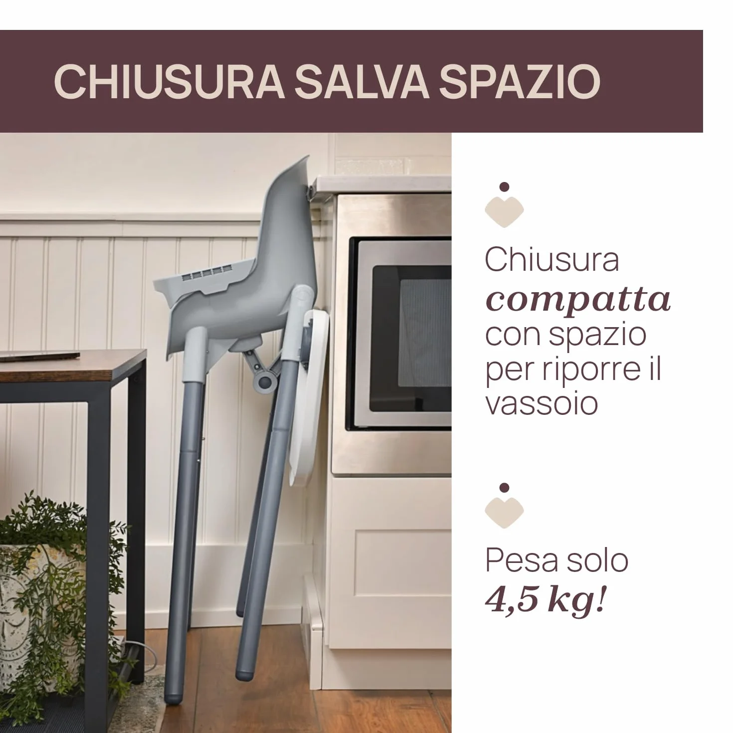 Chicco Seggiolone Evolutivo Pappa per Bambini 6 mesi 40 kg Richiudibile Seduta Lavabile Cintura 5 Punti Vassoio Rimovibile Compatto Leggero