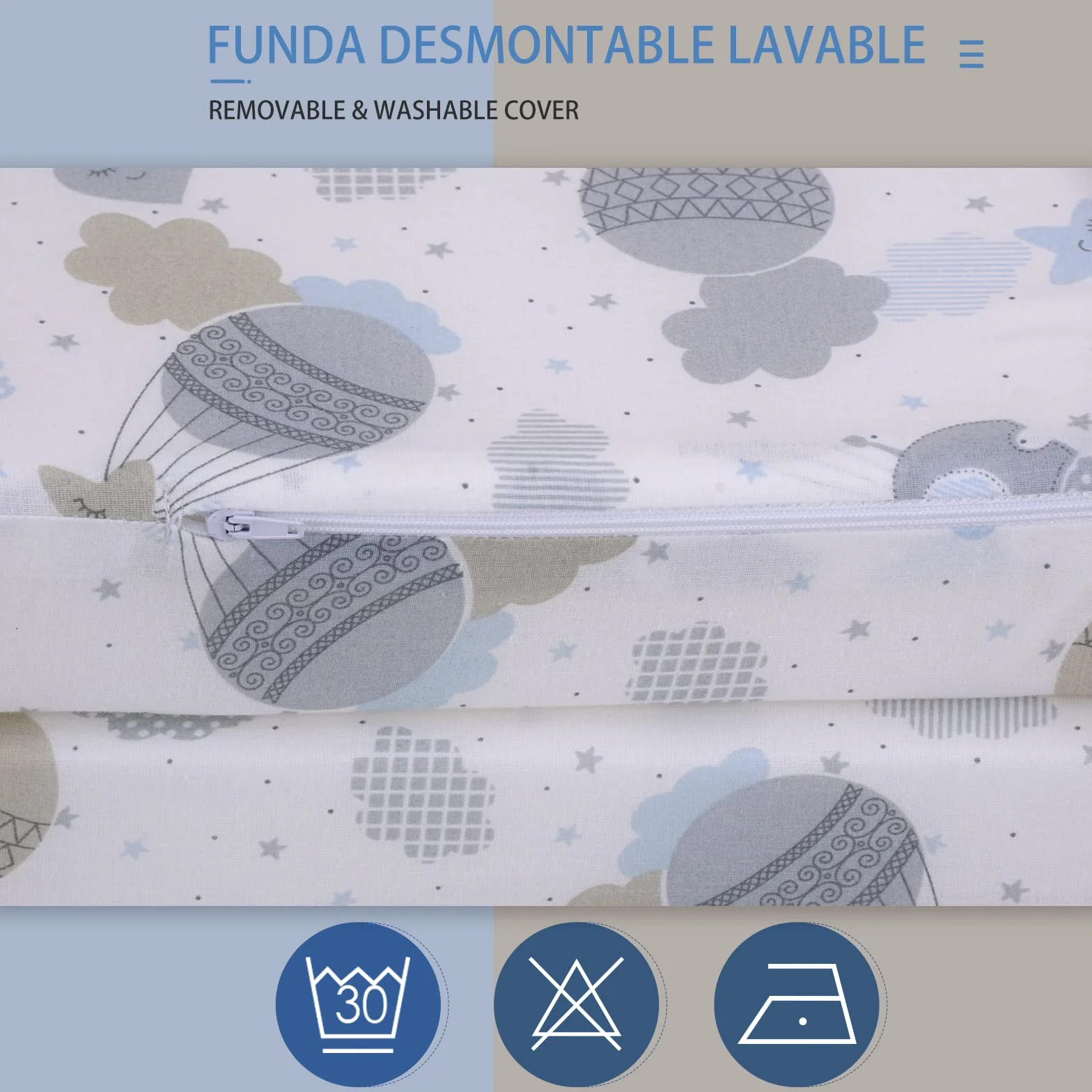 PEKITAS Materasso Per Lettino 60x120 cm Altezza 6 cm Da Viaggio Pieghevole Con Borsa Per Il Trasporto Del bambino Fodera Rimovibile Lavabile, Traspirante, stampa palloncino verde
