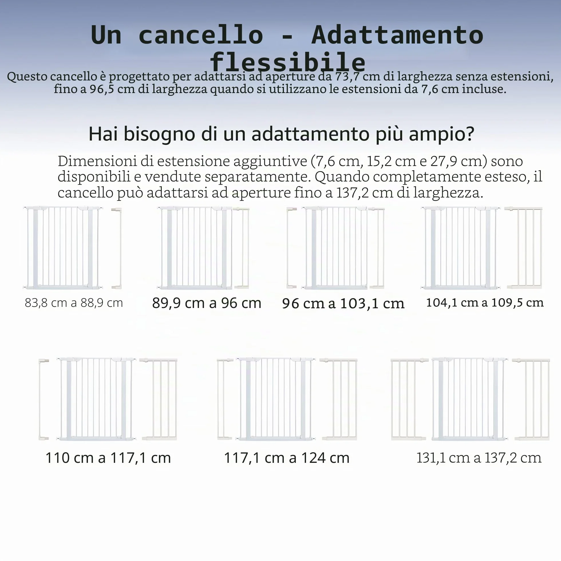 MidWest Homes for Pets - Cancello per animali domestici, altezza 99,4 cm, in acciaio bianco, si espande fino a 96,5 cm di larghezza, include estensioni di 7,6 cm