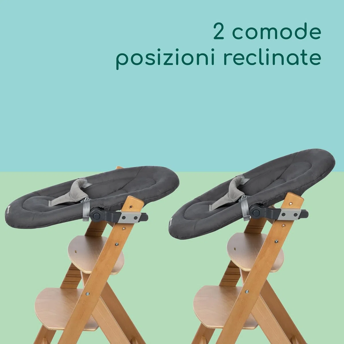 Bebeconfort Timba Baby 2 in 1, Sdraietta Neonati 0-6 mesi, 0-9kg, Compatibile con Seggiolone Timba, Sdraietta Reclinabile in 2 Posizioni, Seduta Imbottita, Cintura a 3 Punti, Tinted Graphite