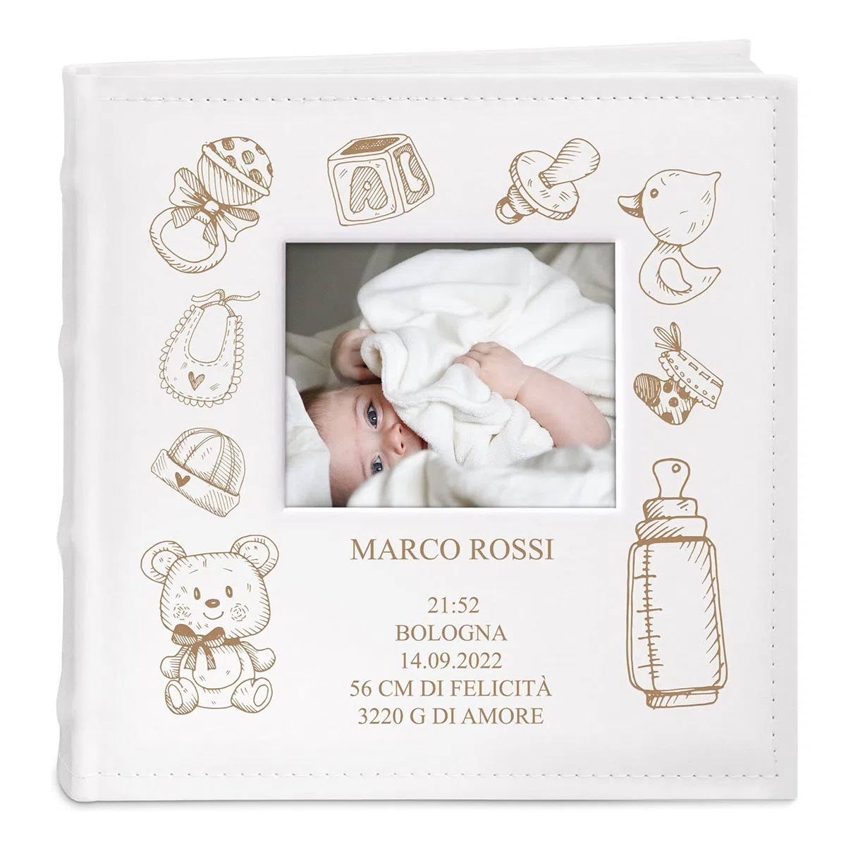 Maverton Album Foto Personalizzato - Copertina in Pelle Sintetica con Finestra per Foto - Album Fotografico Personalizzabile 100 pagine - 200 foto 10x15cm - Regali Neonato Compleanno