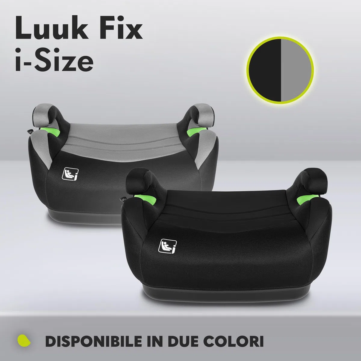 LIONELO Rialzo Auto per bambini LUUK FIX I-Size, Facile Installazione ISOFIX o/e cintura, 125-150 cm 22-36kg Leggero, Comodo, Indicatori, Schiuma Adattiva, Traspirante Lavabile, Car Booster, Braccioli