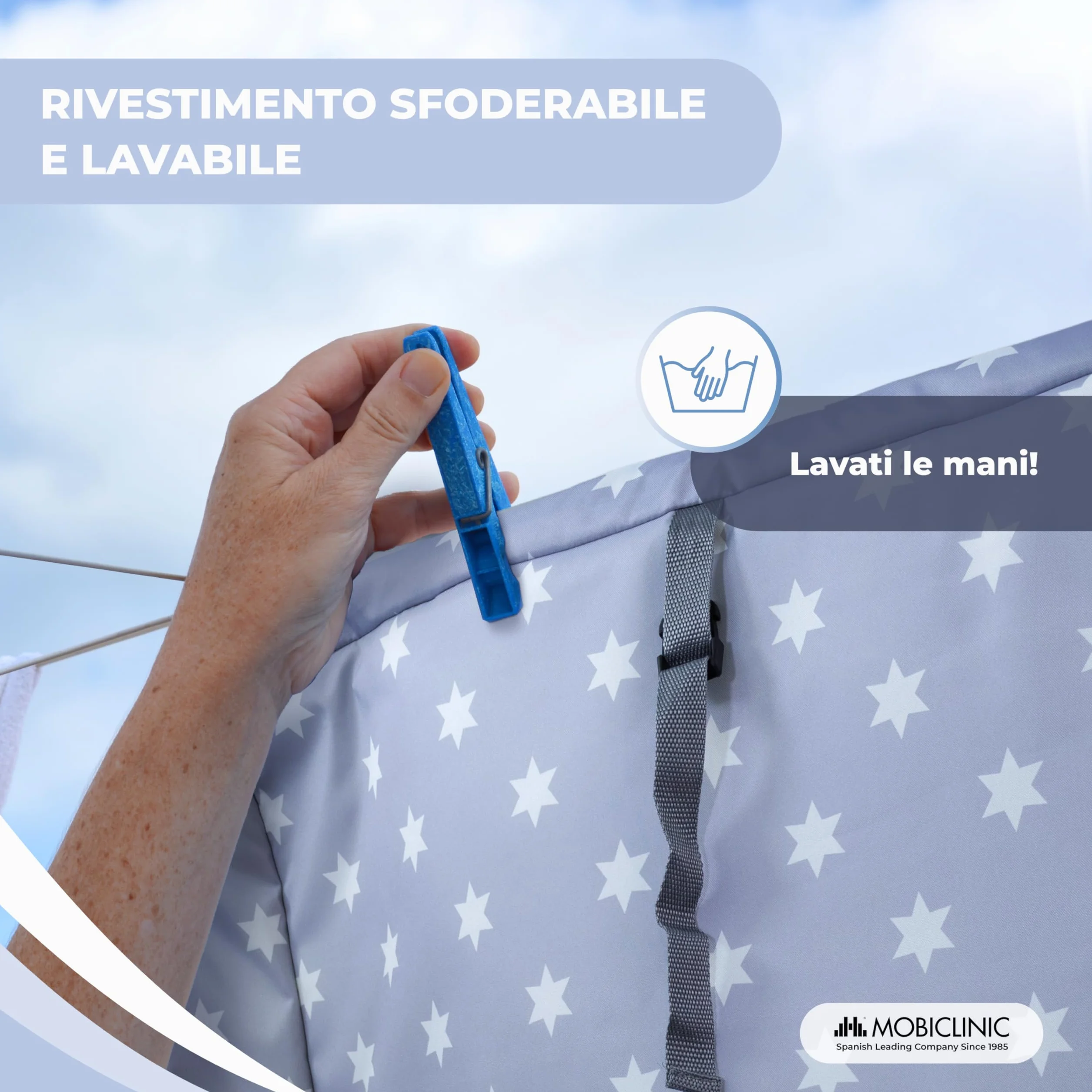 Mobiclinic Fasciatoio pieghevole per Neonati, Altezza Regolabile, Fino a 15 kg, 0-36 Mesi, Ruote a 360° Freno, Lavabile