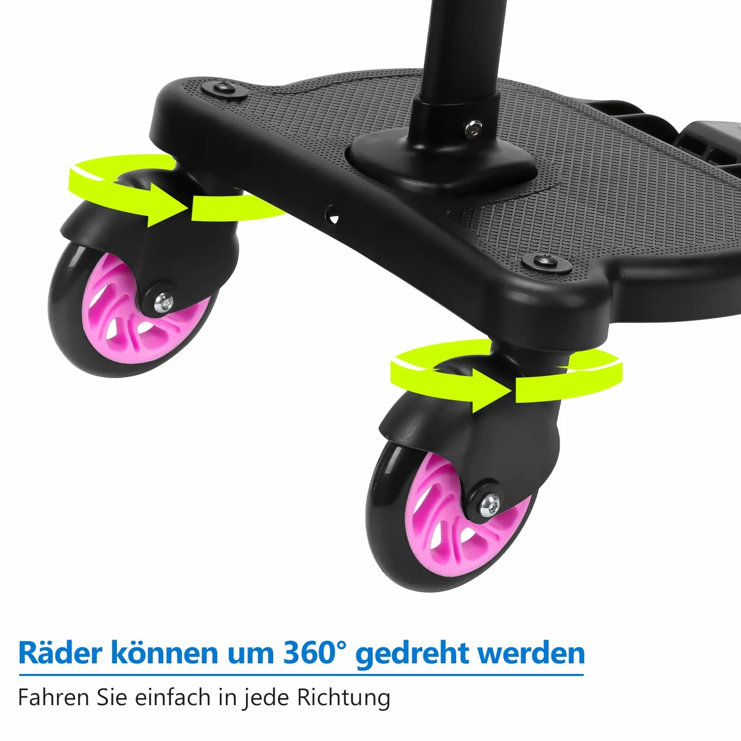 Passeggino con sedile, Pedana universale per bambini, design a due ruote 360°, accessori per passeggino (rosa)