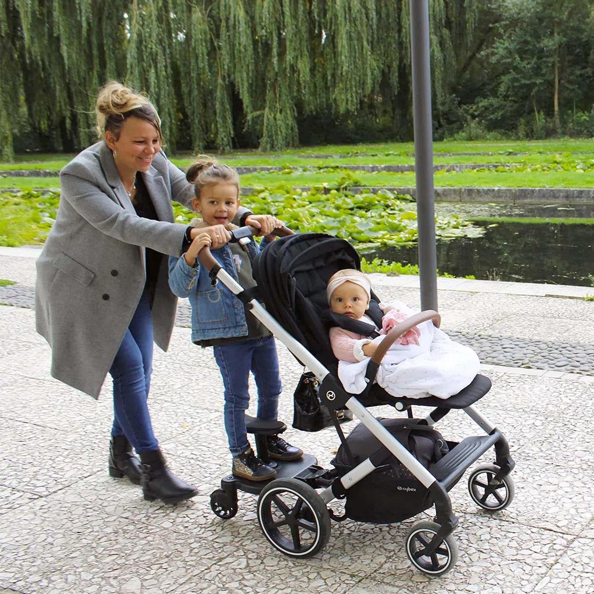 HELLO HIPPO® Pedana universale per passeggino passeggino con sedile - Accessorio per passeggino - Adattatore per passeggino doppio Tavola per buggy Pratica e compatta -