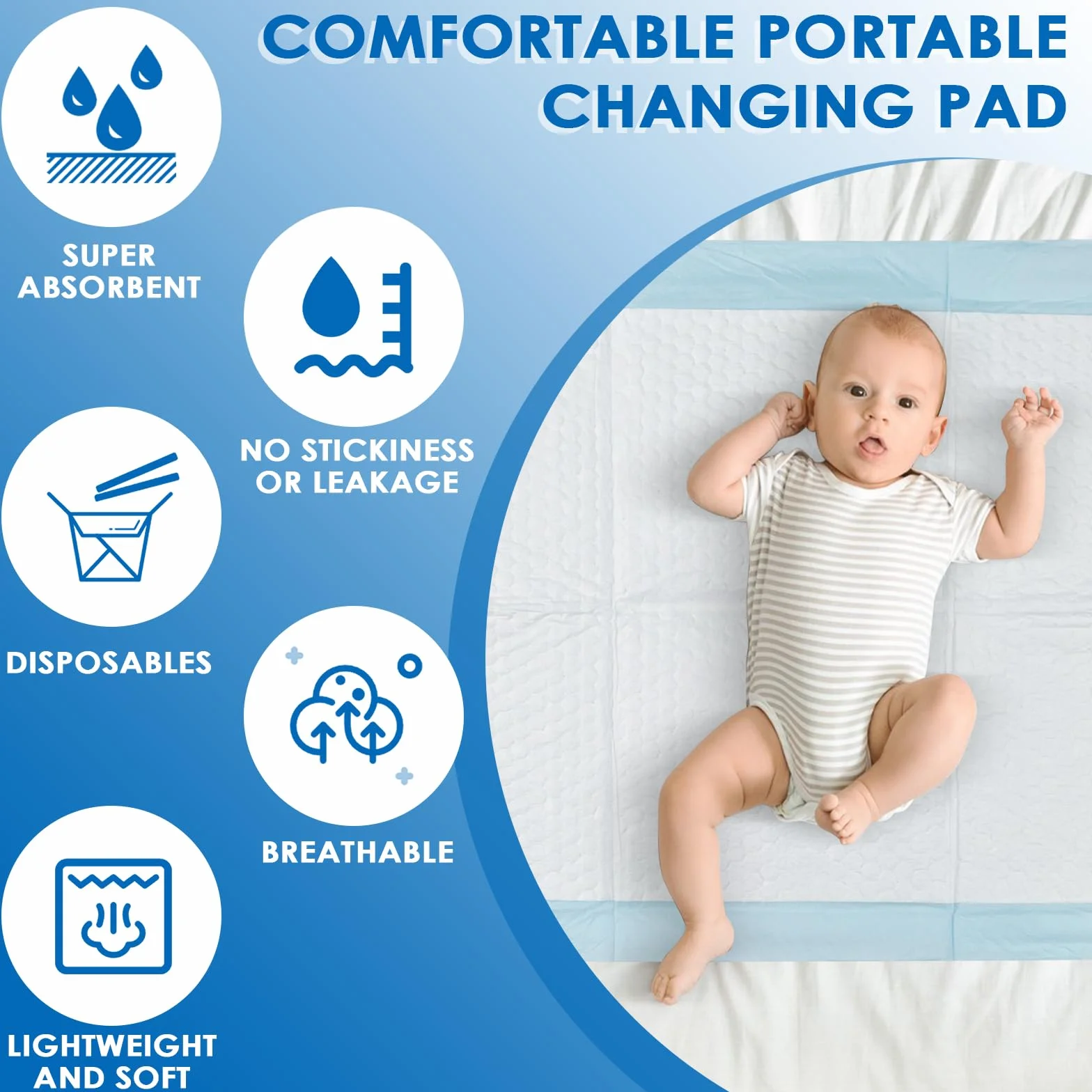 50 Pezzi Traverse per Fasciatoi Monouso, 60 × 40 cm Traversine Neonato Fasciatoio, Getta e Getta Multiuso, Uscinetti per Cambio Incontinenza, Ultra Morbido, Super Assorbente, Impermeabile