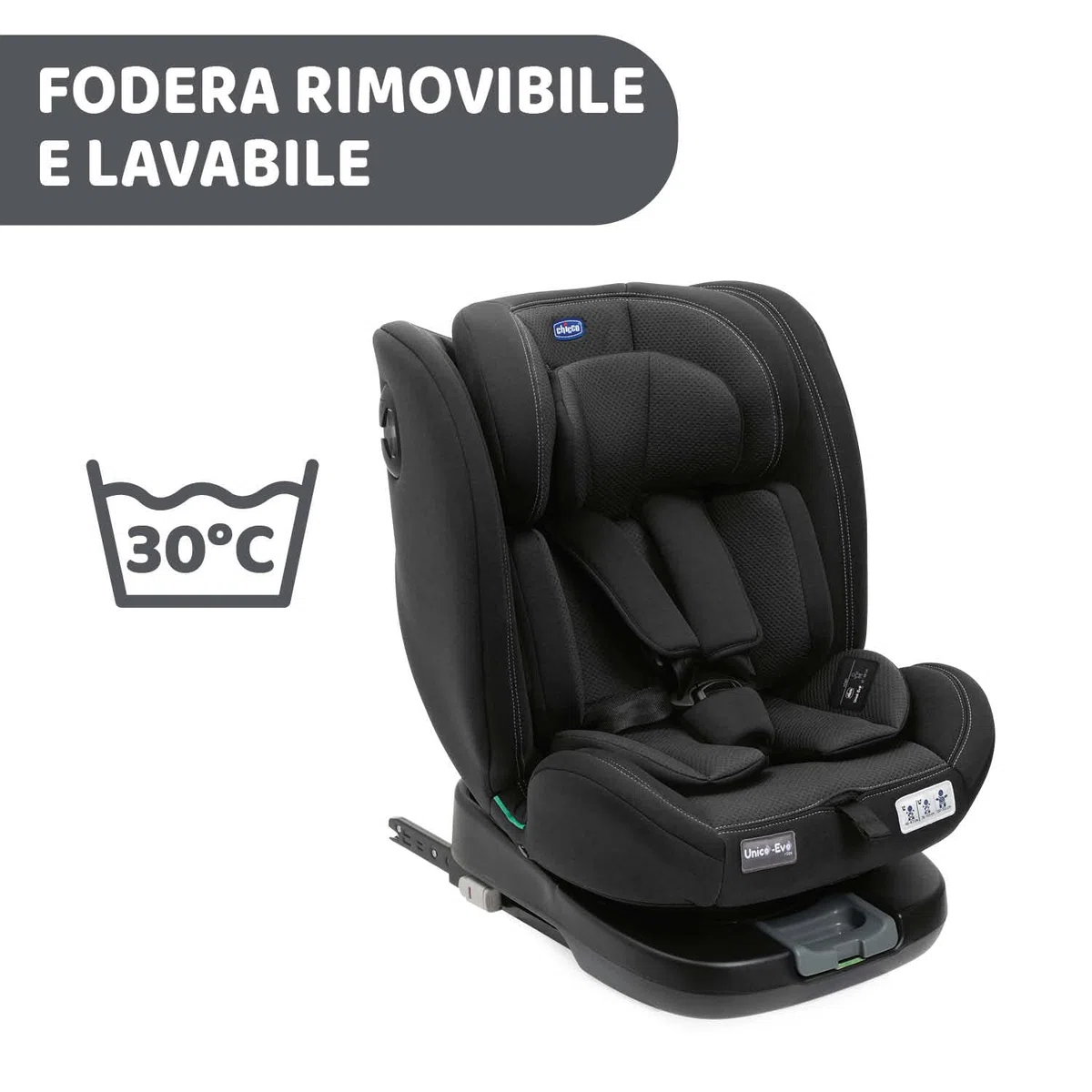 Chicco Unico Evo I-Size, Seggiolino Auto 0-36 Kg, omologato ECE R129/03, Isofix Girevole A 360° E Reclinabile, Gruppo 0+/1/2/3 Da 0 A 12 Anni
