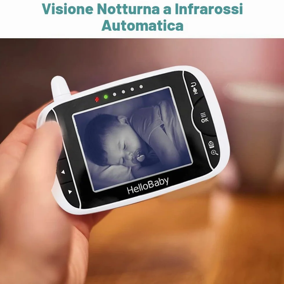 HelloBaby HB65 Baby Monitor con Telecamera, Display 3,2 Pollici, Video Audio Pan-Tilt-Zoom, Visione Notturna