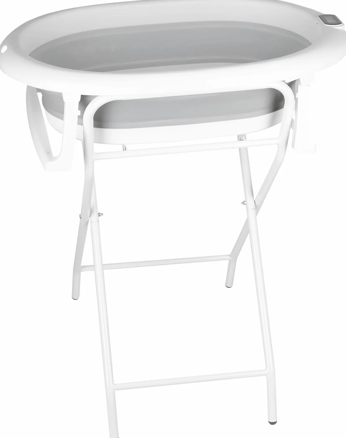 Vasca da bagno pieghevole con supporto in acciaio per neonati con termometro e tubo di scarico–Cuscino ergonomico neonato– guadagno di spazio piccolo bagno– 0-3 anni ((Style 1) 85 * 47 * 85cm-grey)