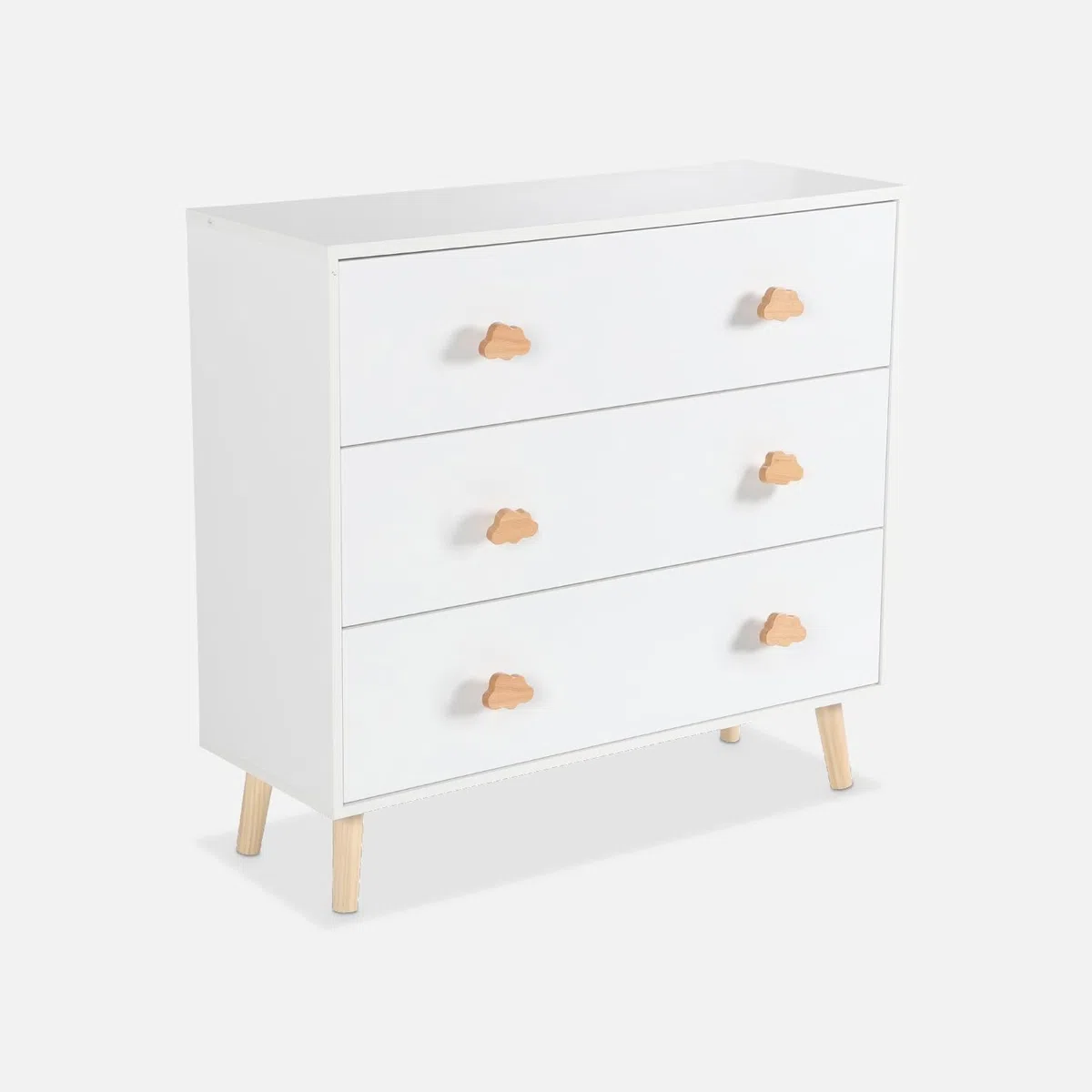 sweeek Cassettone per Bambini, 3 cassetti, Nephos, Bianco, 80x30x75.7 cm