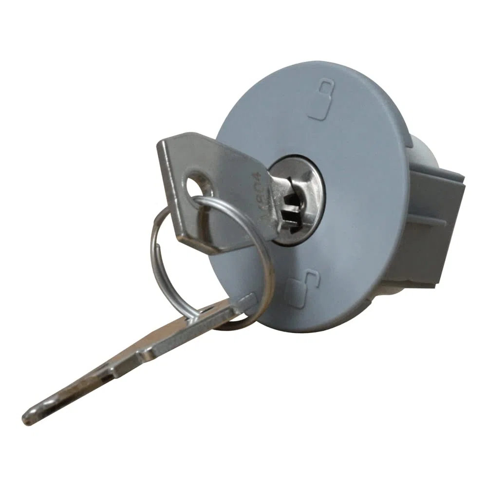 FELGNER Serratura con protezione da contatto, presa di sicurezza per bambini e bambini, protezione dai furti di corrente, per prese con contatto di protezione (Schuko), 3 pezzi con 2 chiavi in grigio