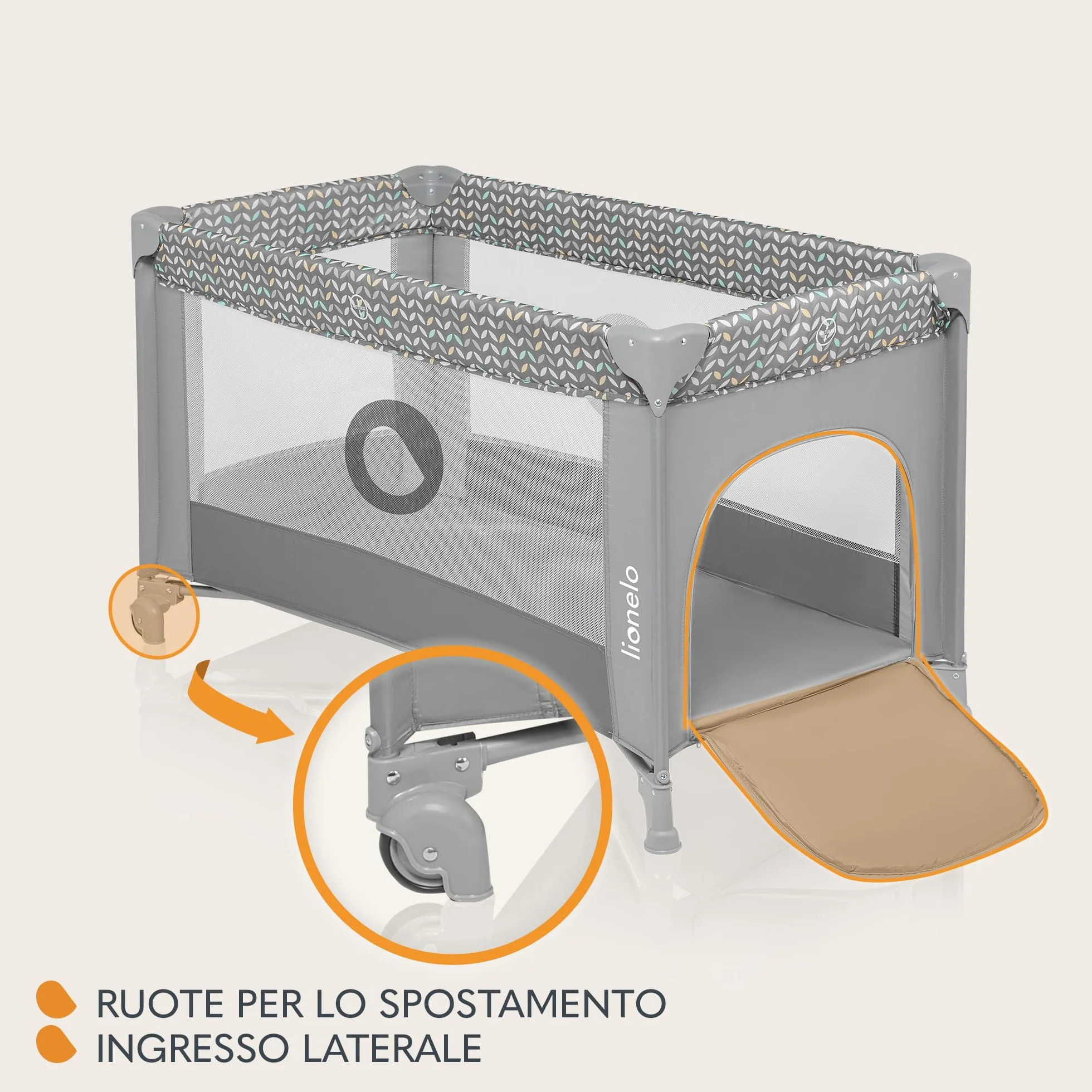 lionelo Stefi Lettino neonato da viaggio pieghevole con materasso, Dalla nascita fino a 3 anni, Borsa, Route