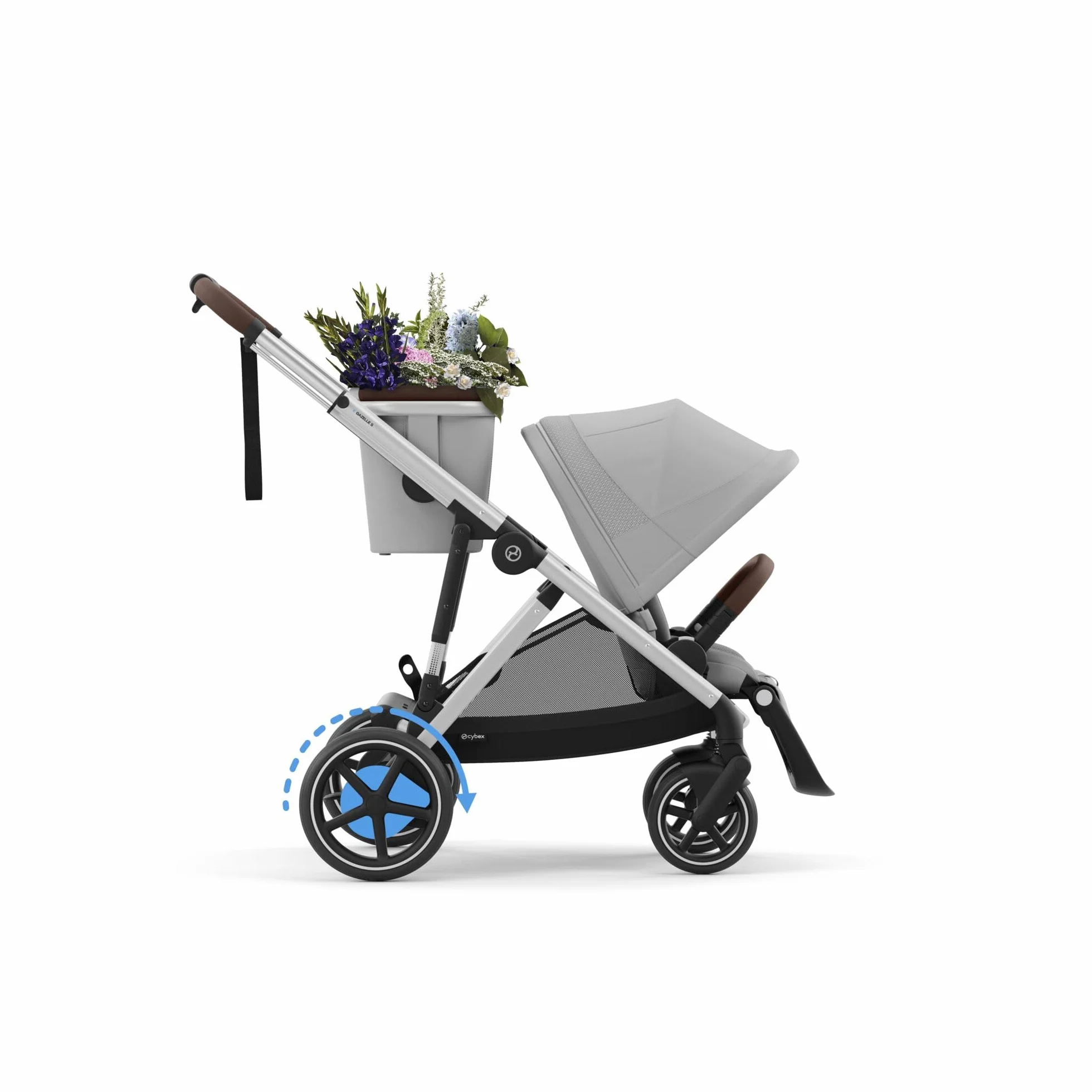 CYBEX Passeggino Gold e-GAZELLE S, dalla nascita a 4 anni, 22 kg, sistema all-in-1 con azionamento elettrico, grigio pietra