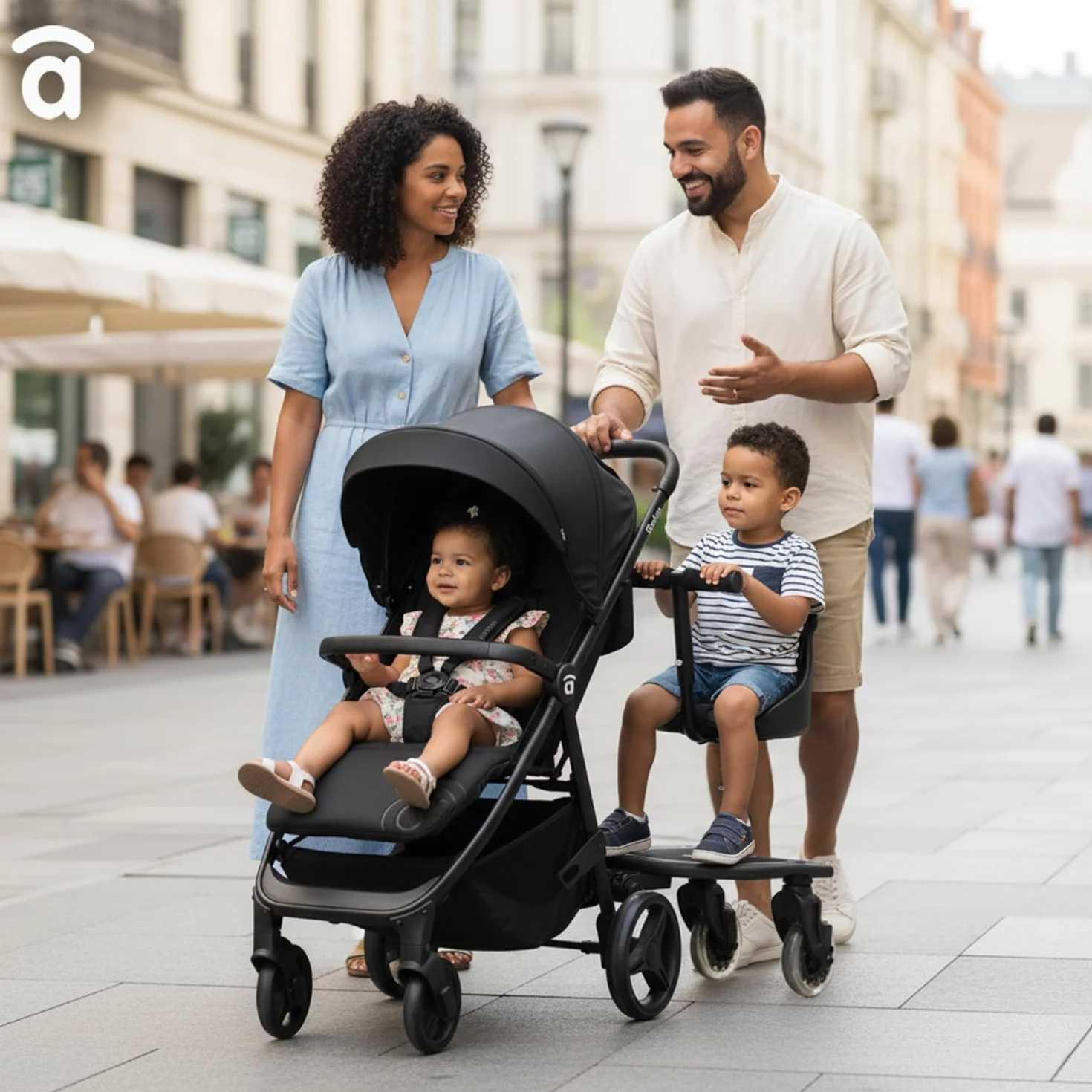 Asalvo Buggy Board - Monopattino con sedile per passeggino, passeggino, passeggino, passeggino, passeggino, universale, Buggy Board per il secondo bambino, accessorio per bambini da 1 a 7 anni (25 kg)