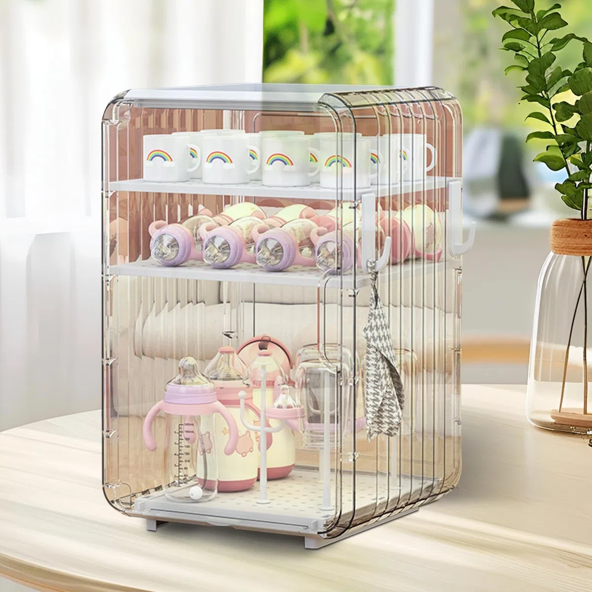 Organizzatore Verticale Per Biberon, Antipolvere, Igienico, Con Vassoio Di Drenaggio, 15,55x9,84x9,45 Pollici, Ideale Per, La Cameretta Dei Bambini, L'armadio E Le Stoviglie Bambini