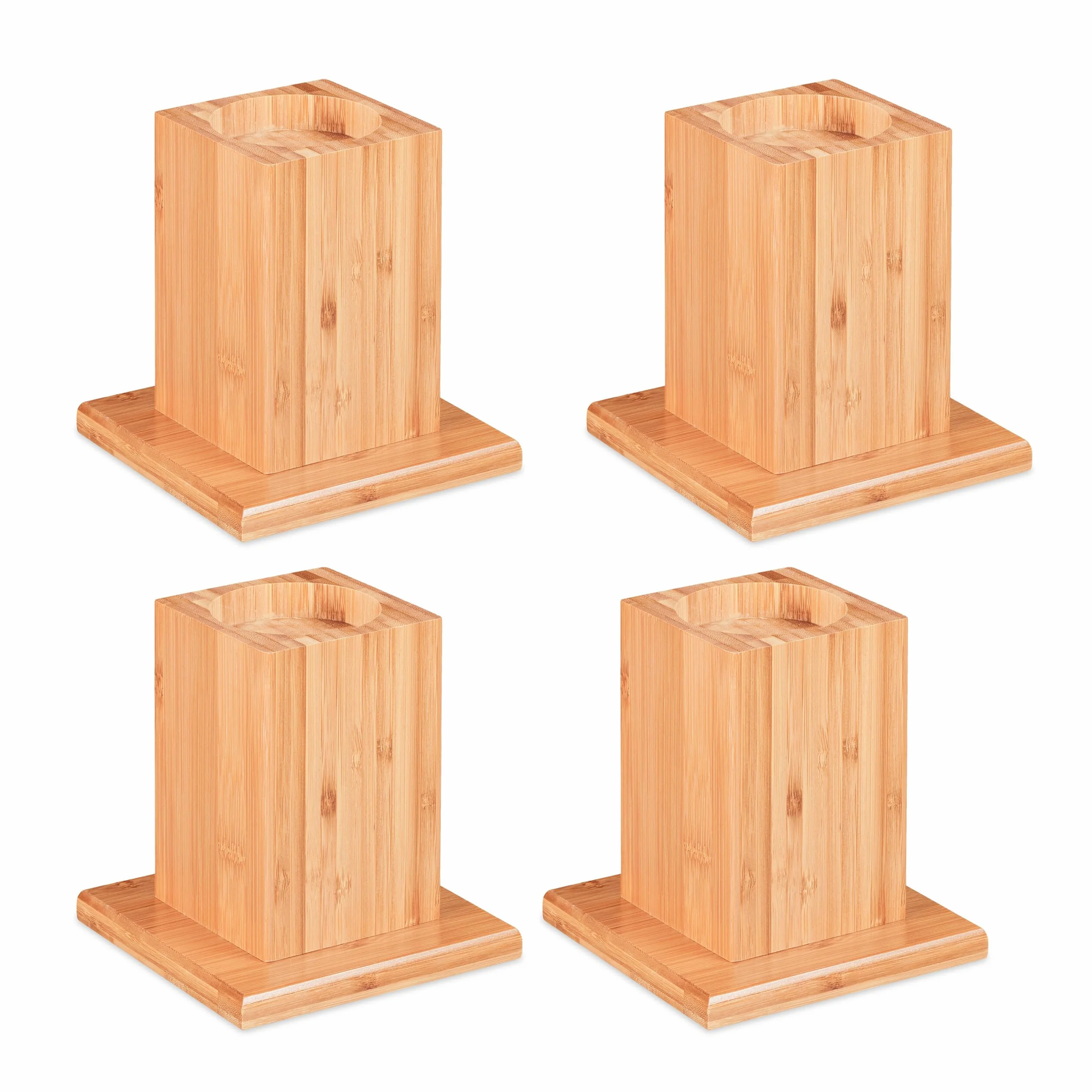 Relaxdays Set di 4 Rialzi per Mobili, Aumento in Altezza 14 cm, Legno Naturale, 15,5x14,5x14,5 cm