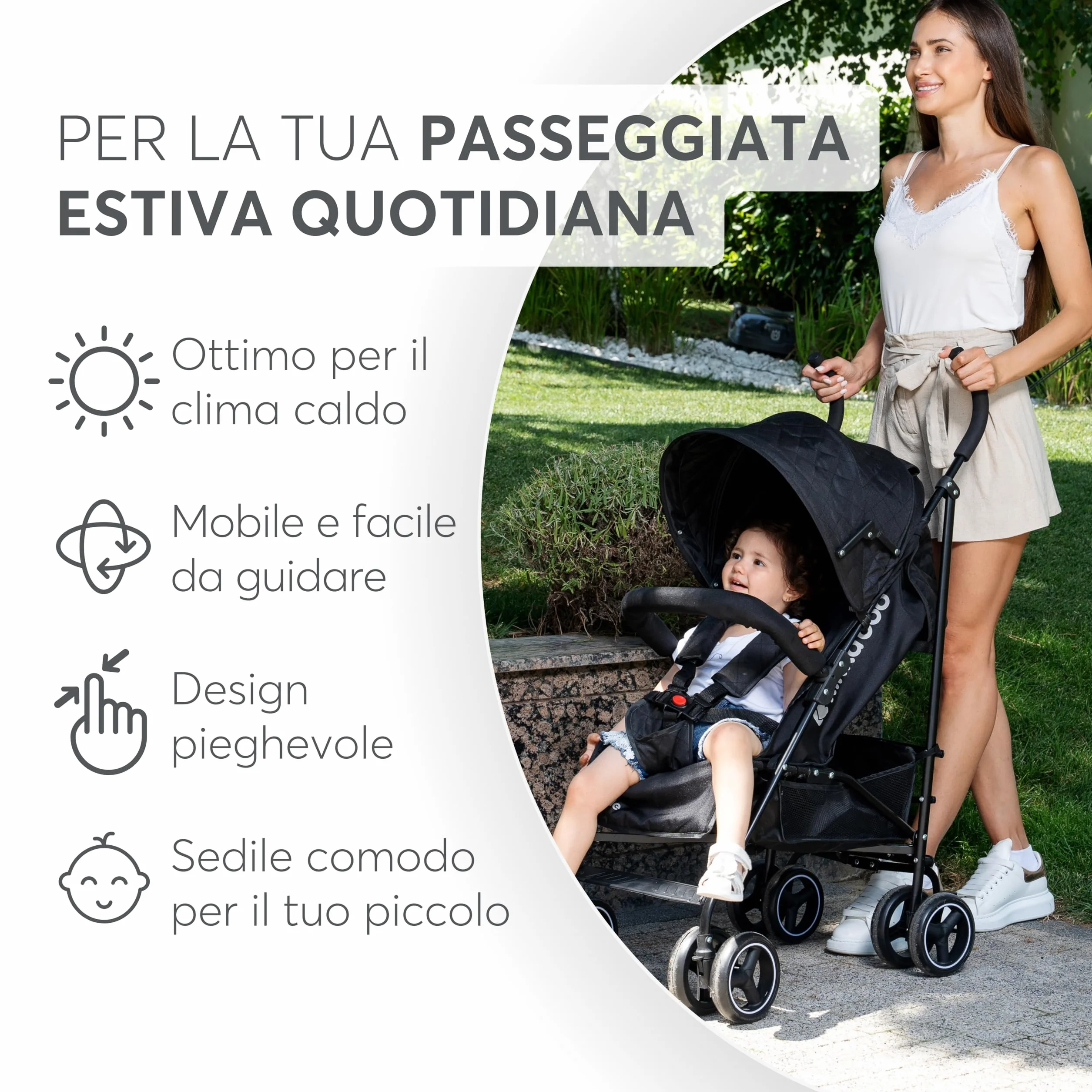 Passeggino KikkaBoo BEETLE da viaggio fino a 22 kg Pieghevole Leggero Compatto Menta