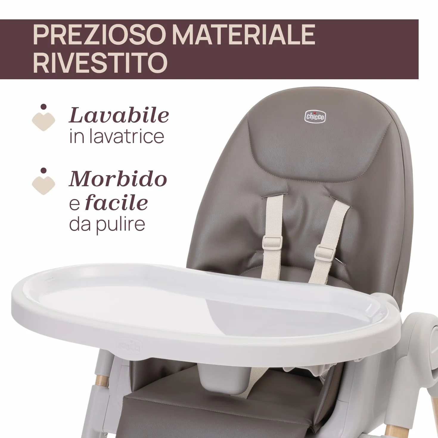 Chicco Polly Armonia Seggiolone Evolutivo Pappa Bambini 0-40 kg Sedia Evolutiva Reclinabile Altezza Poggiapiedi Regolabili 4 Ruote Compatto Marrone