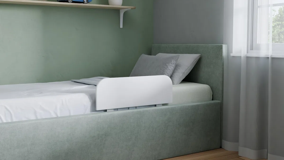 Sponda Letto Bambini 60x20 cm – Bianco – Protezione Anticaduta Stabile Senza Forature – Sponda Letto in Laminato – Facile da Montare sotto Il Materasso
