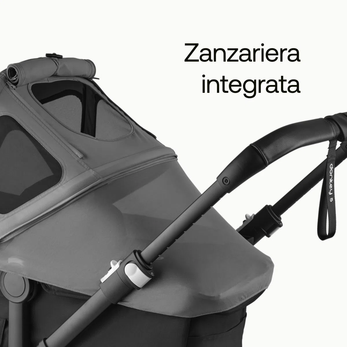 Bugaboo Donkey Cappottina Breezy, Estensibile per una maggiore copertura e una Protezione Solare ottimale, Resistente all'Acqua, Compatibile Con Tutti i Passeggini Donkey, Moon Grey
