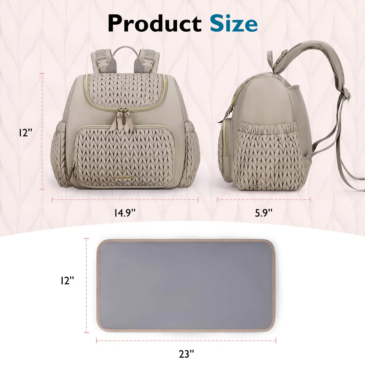 mommore Borsa fasciatoio, piccolo zaino fasciatoio, elegante zaino da viaggio per bambini, con scomparti isolati, fasciatoio e fissaggio per passeggino
