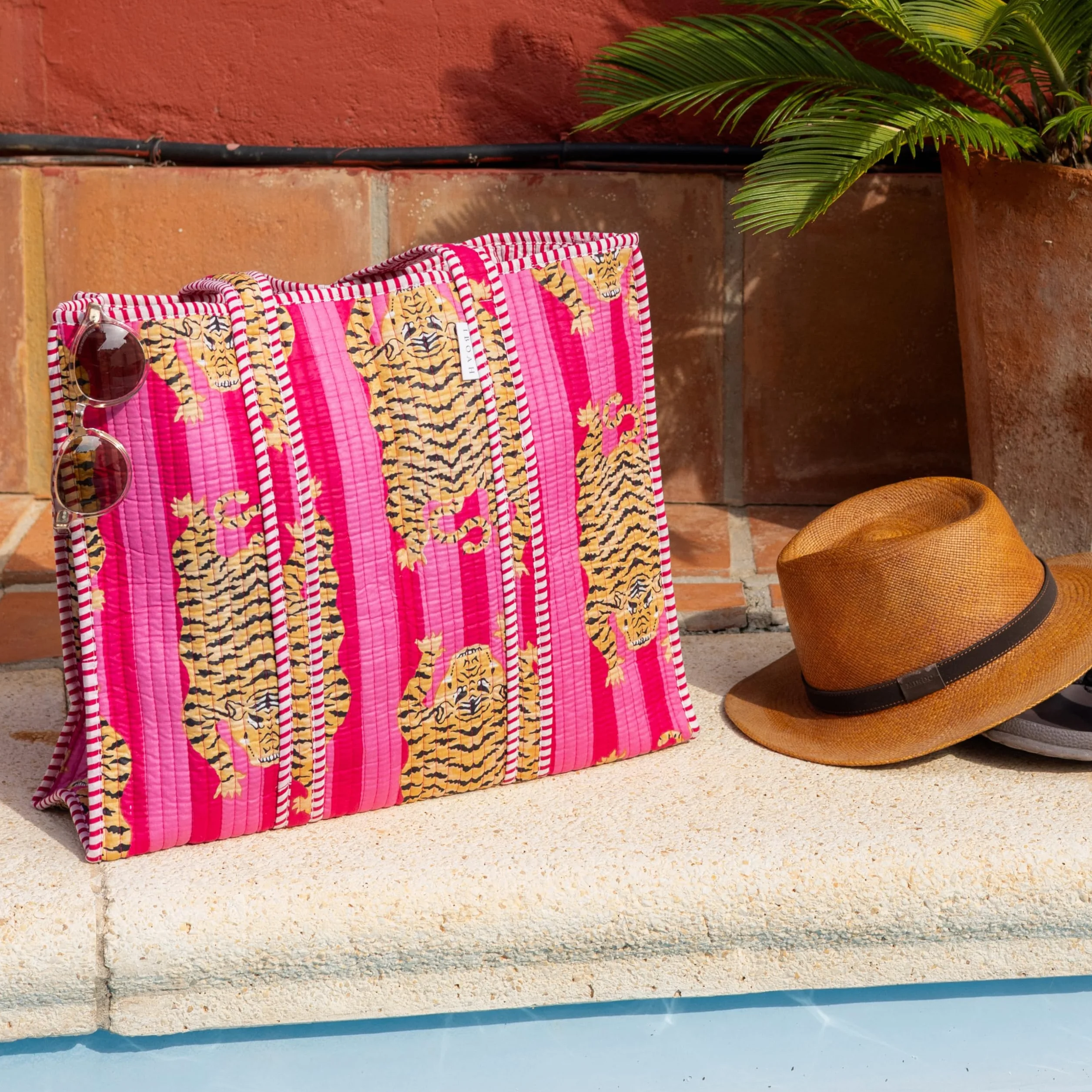 Borsa a mano grande imbottita in cotone con motivo a tigre – Tote Bag versatile per spiaggia, shopping, viaggi e uso quotidiano