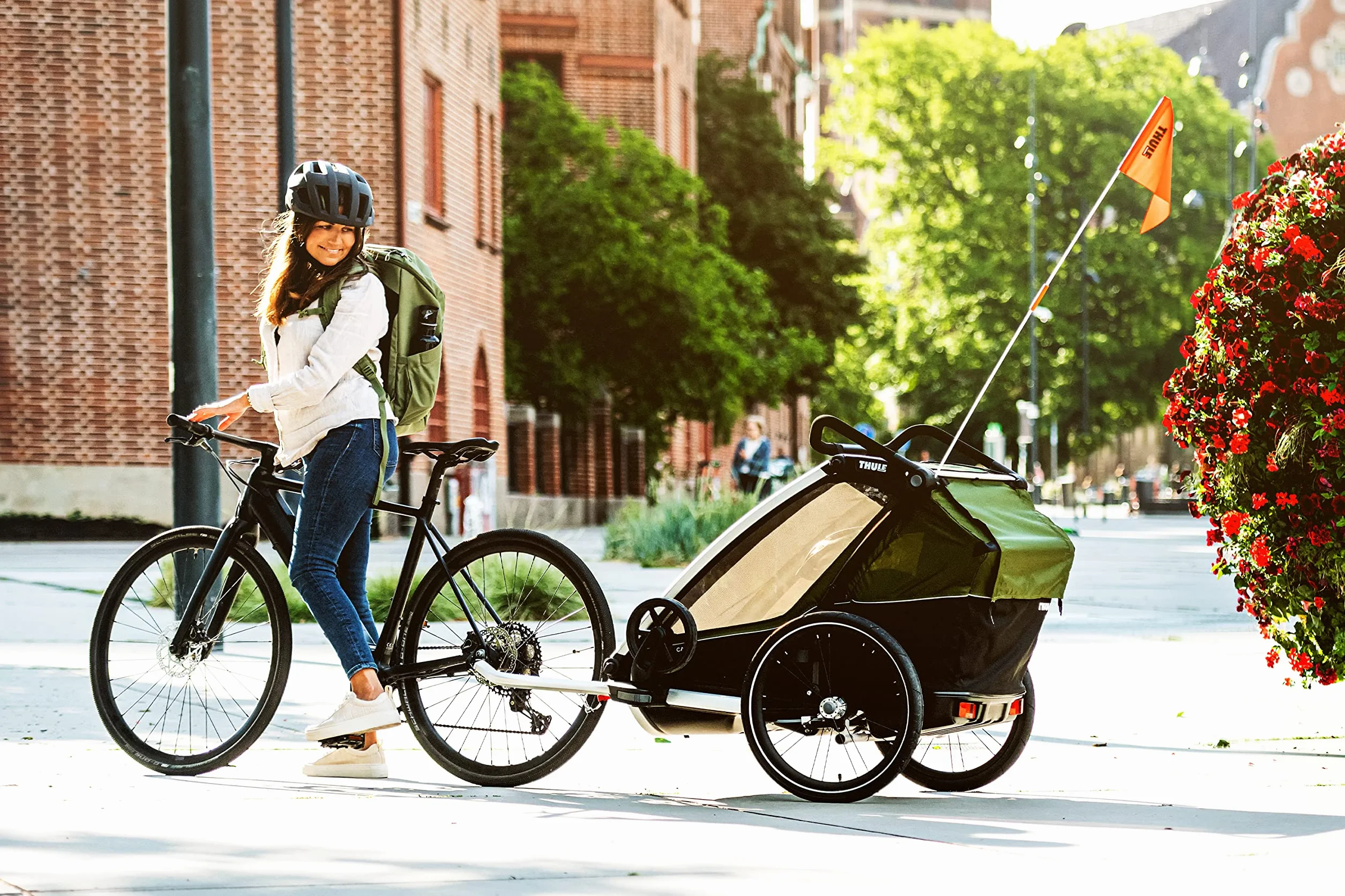 Thule Chariot Cab Rimorchio Per Bici Multisportivo Aluminum/cypress green, One-Size