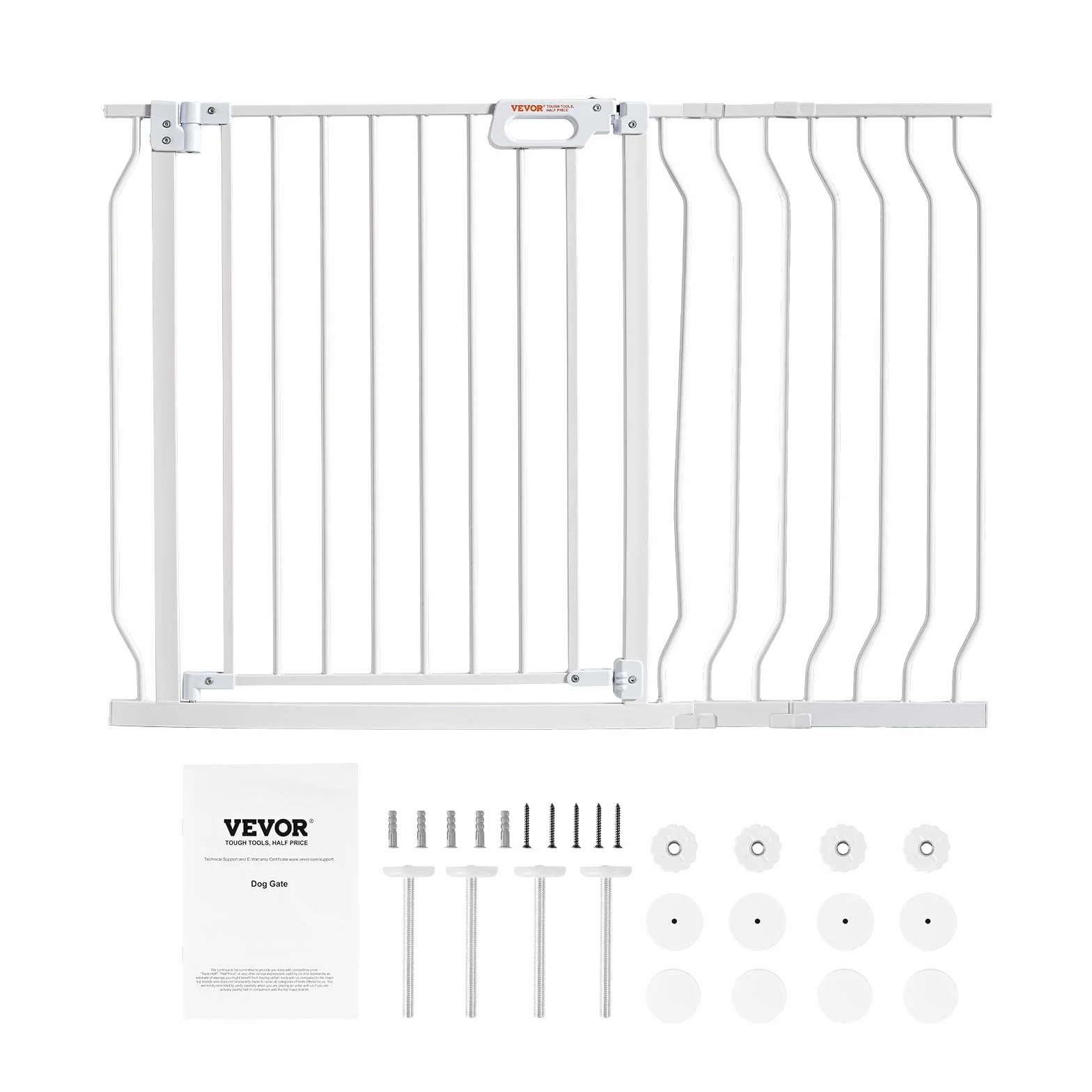 VEVOR Cancelletto di Sicurezza per Bambini Larghezza Espandibile 75-123 cm Altezza 76 cm Cancello per Cani Gatti Scale Porte Corridoi Bianco