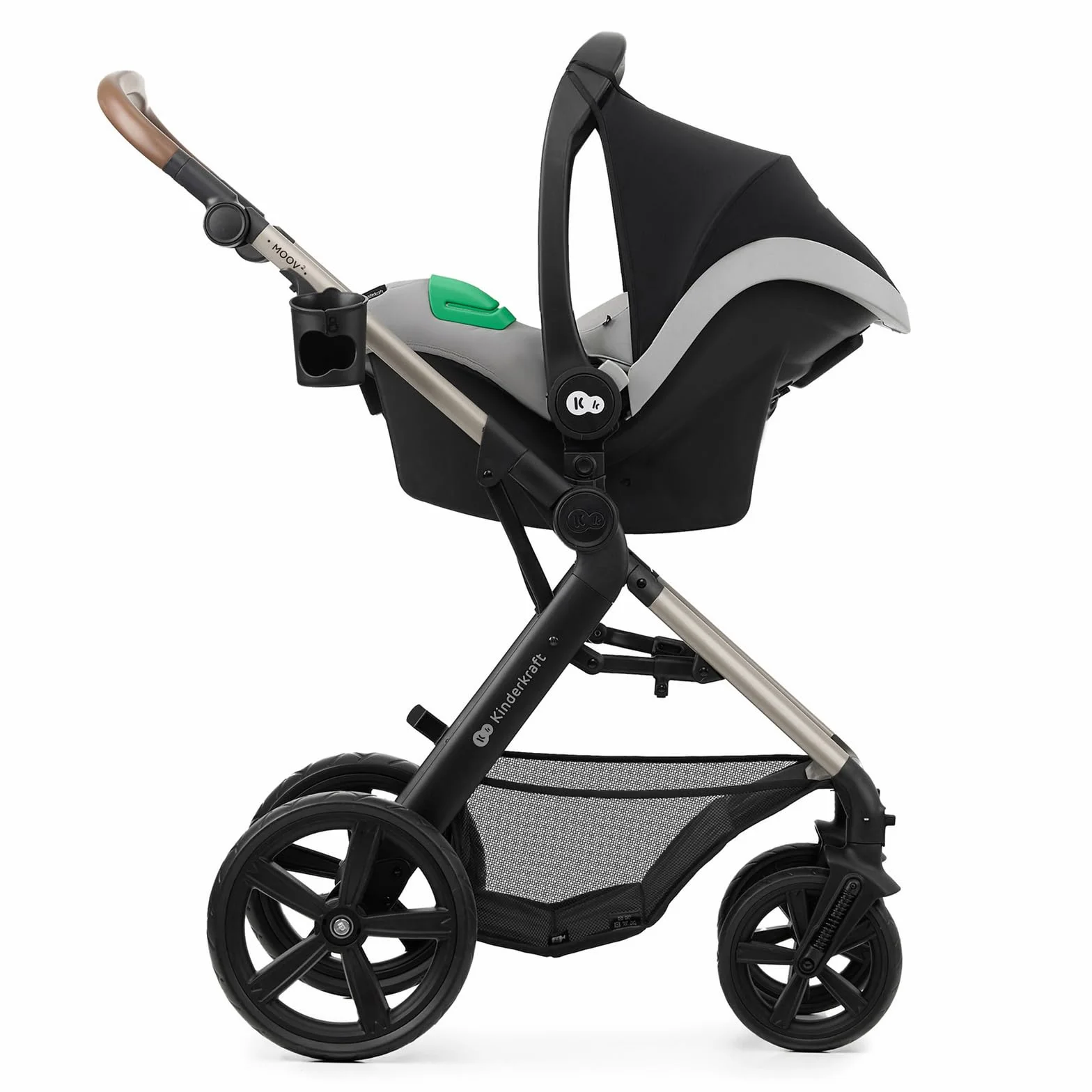 Kinderkraft MOOV 2 passeggino multifunzionale 4 in 1 trio neonato navicella seggiolino auto MINK PRO i-Size Grigio