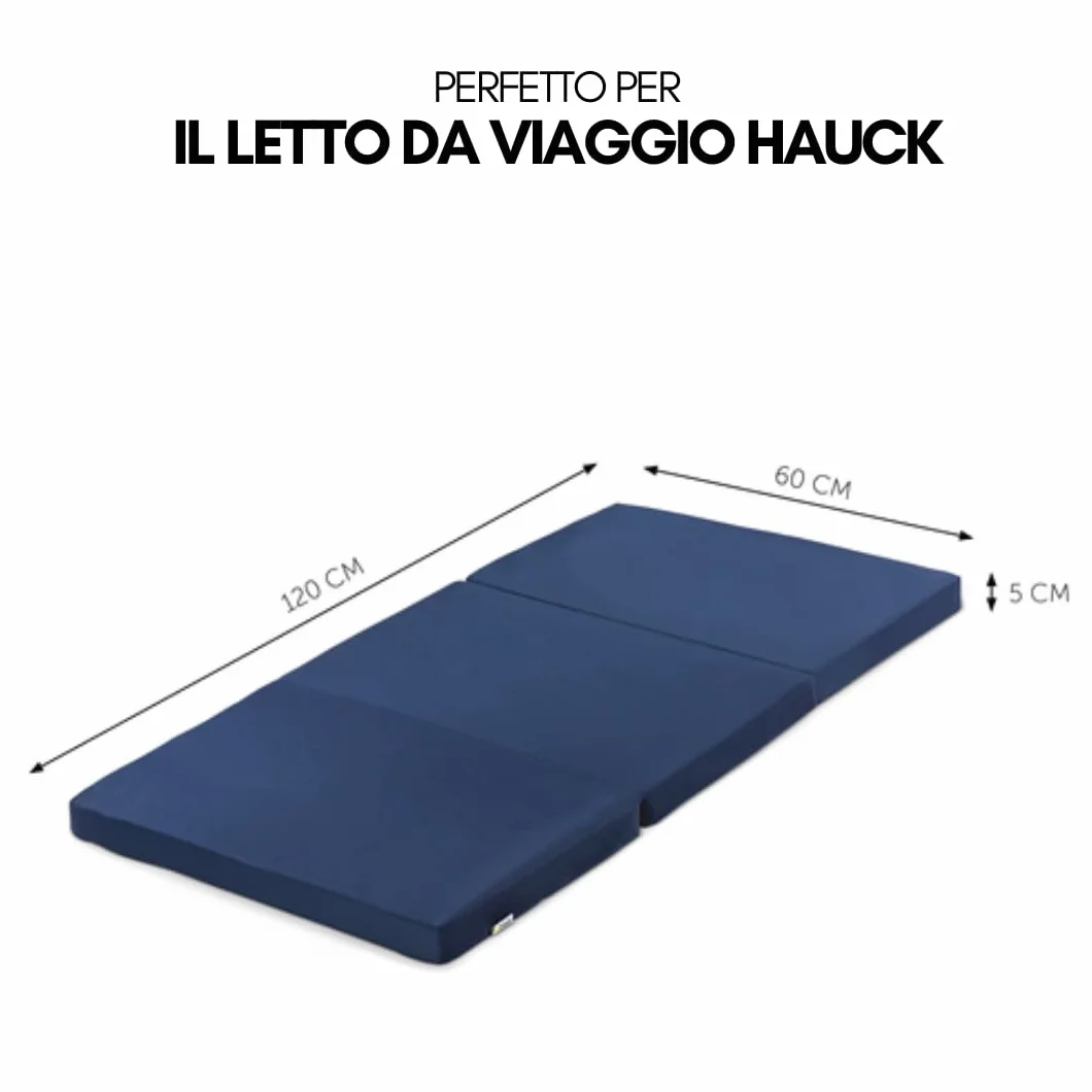 hauck Sleeper Materassino da Viaggio Pieghevole 120 x 60 x 5 cm, Navy | Con borsa di trasporto, compatibili con vari lettini da viaggio hauck come Sleep N Easyfold o Dream N Play Plus