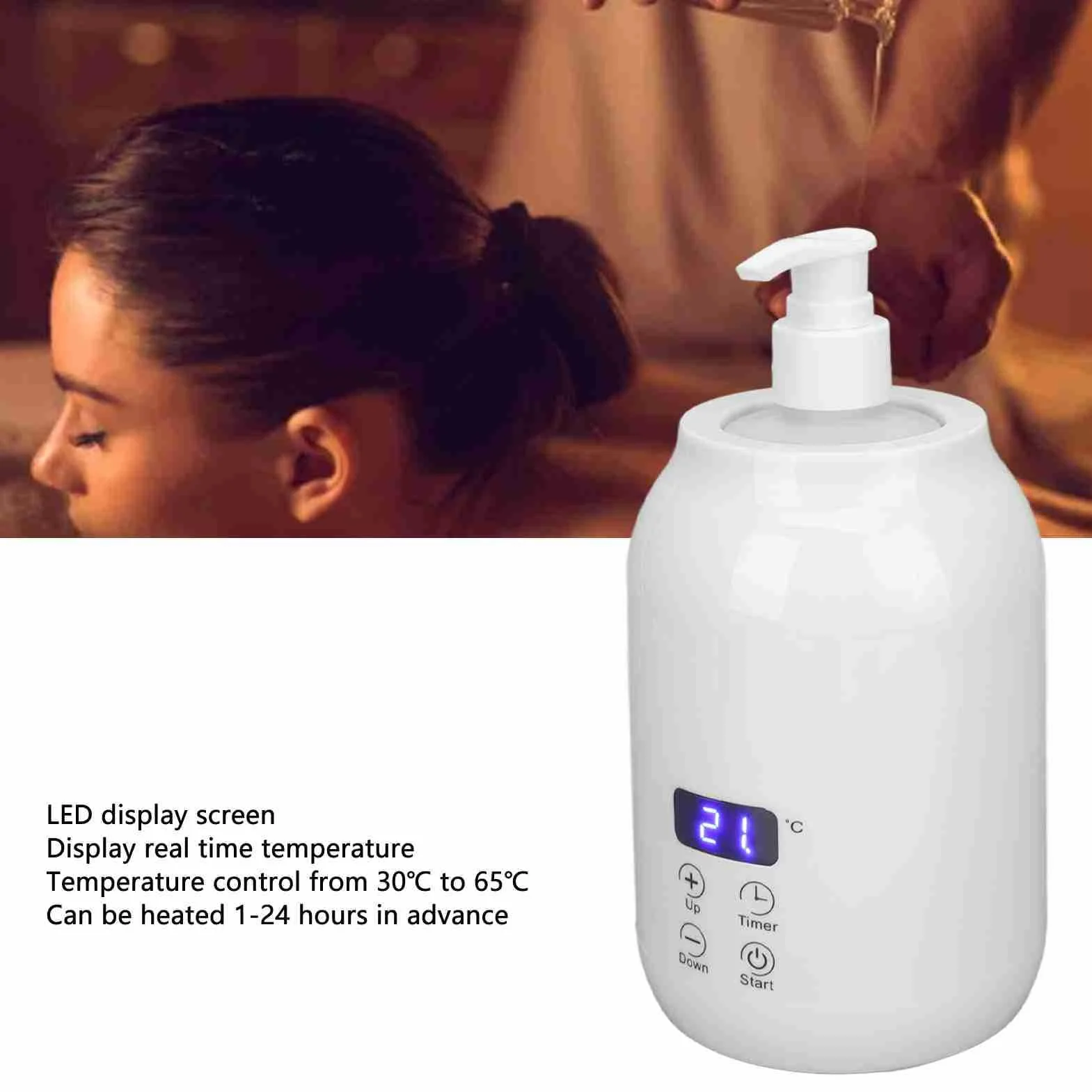 Qiilu Scaldaolio Massaggio per Massaggi PRO Spa Scaldabiberon per Olio Massaggio con Display LED Controllo Touch Regolazione della Temperatura Scalda Lozione per la Casa