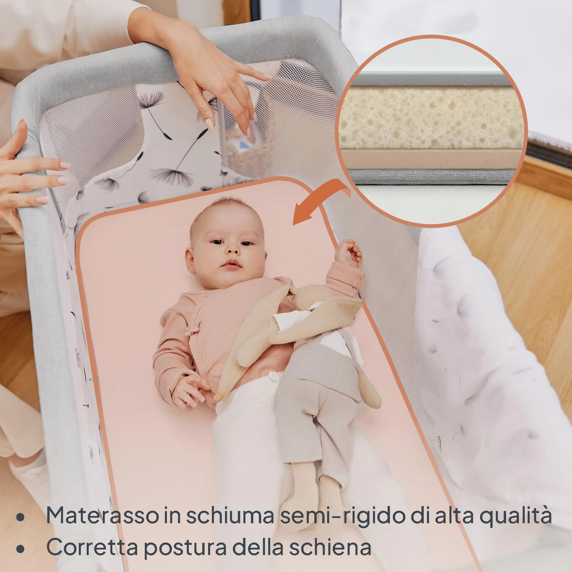 lionelo Aurora 3in1 Culla Co-sleeping Lettino da viaggio neonato 9kg Regolabile altezza inclinazione