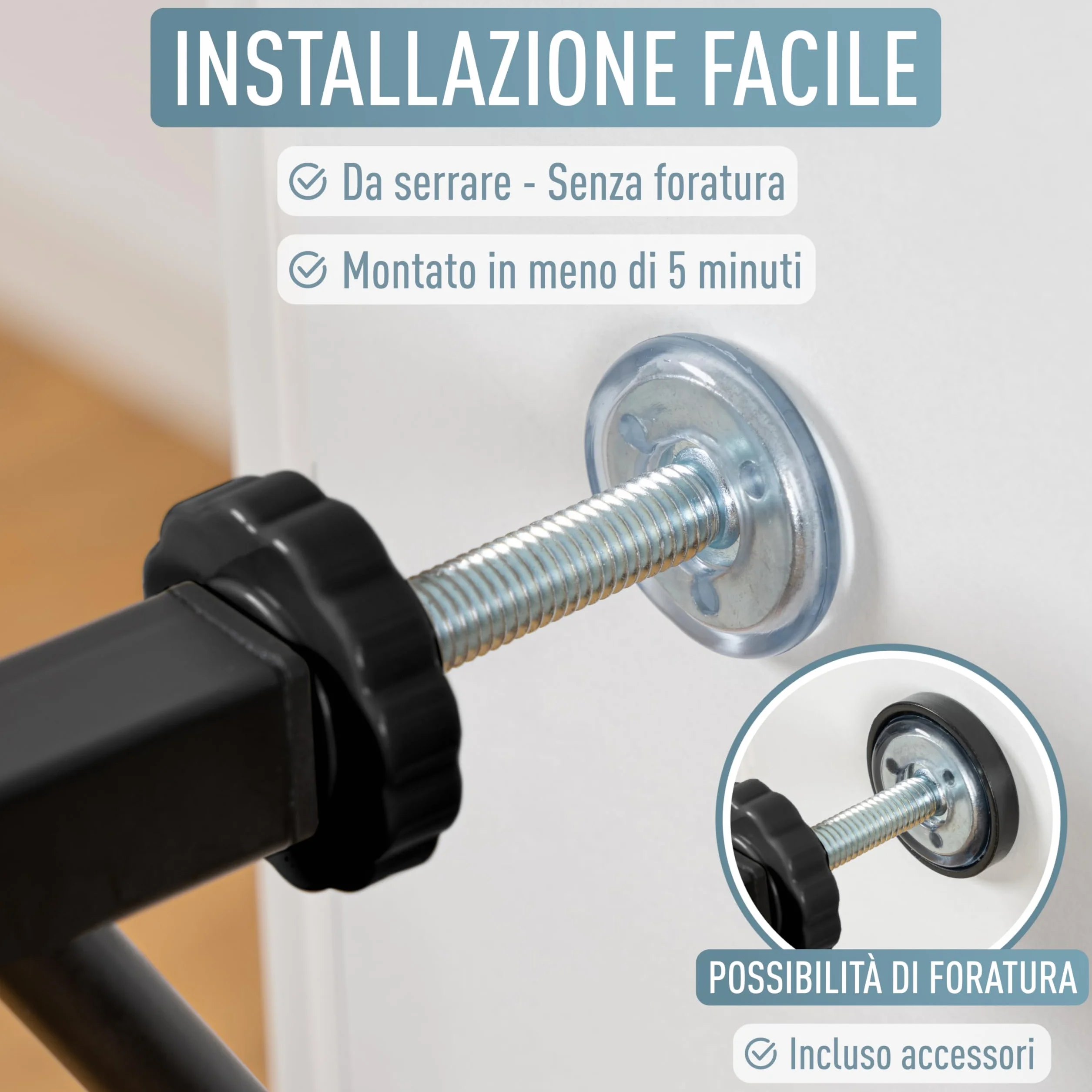 Berrin Cancelletto per Bambini di Sicurezza 58-185 cm Metallo 90° Stop Nero 58-66 cm
