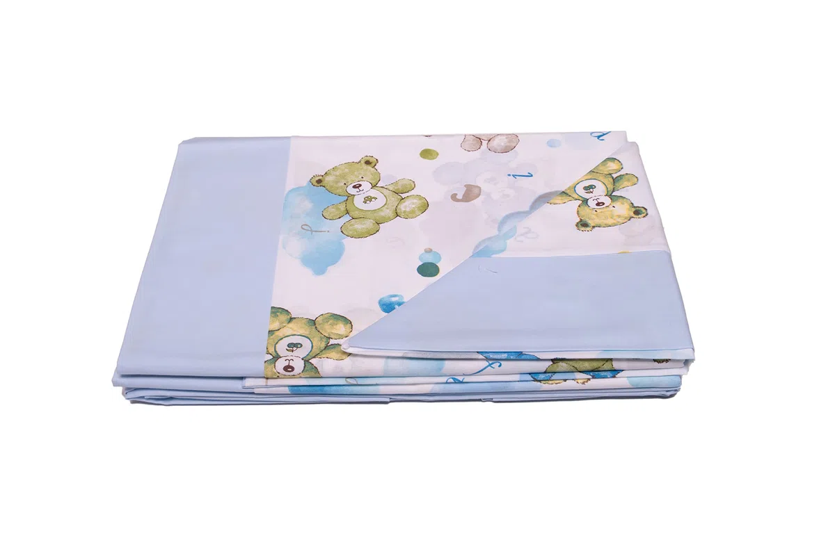 Completo lenzuoline lenzuolini set lenzuola stampa fantasia 100% cotone made in italy per lettino lettino con sbarre bimbo bimba bimbi neonato bebe LETTINO ORSETTI AZZURRO