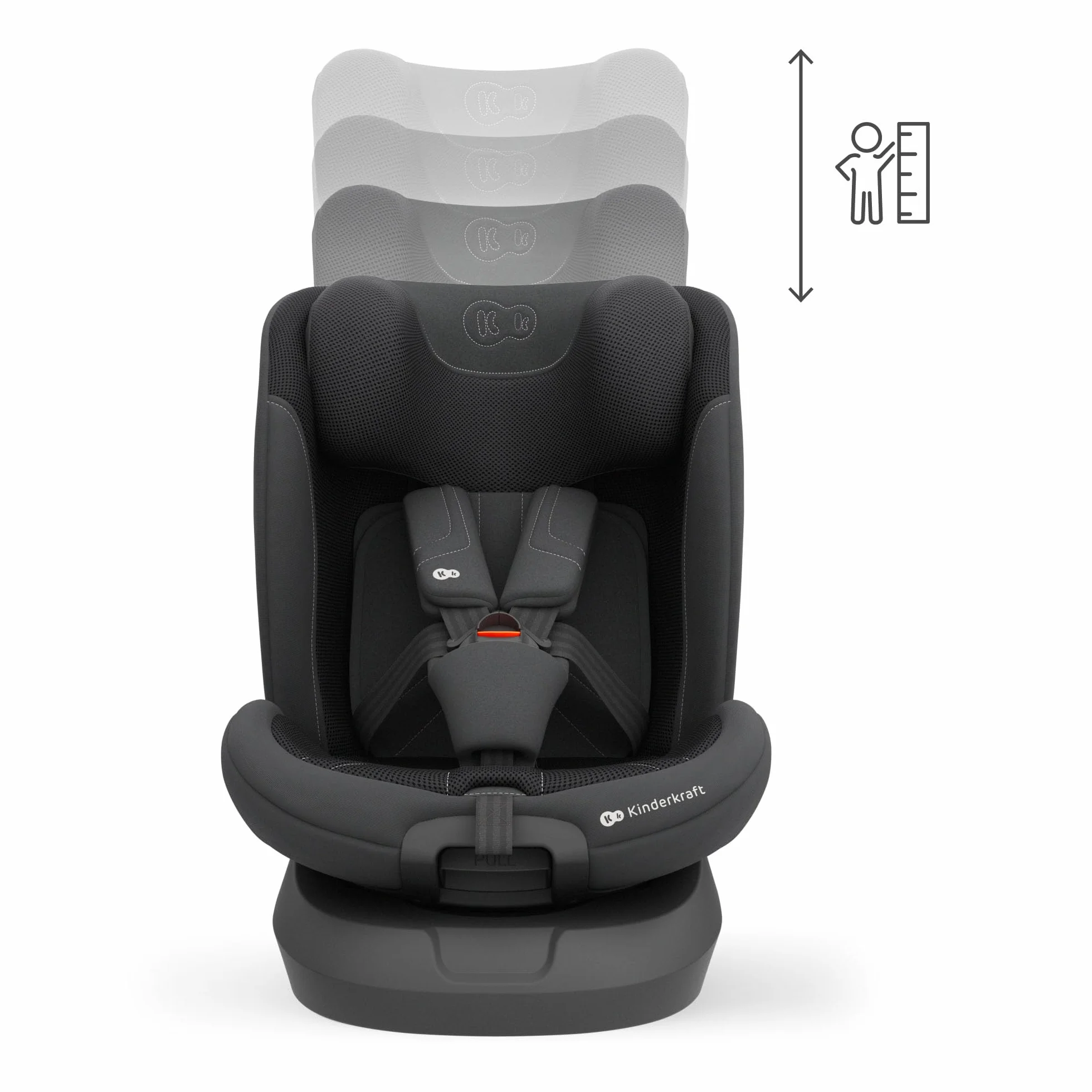 Kinderkraft I-GROW 2 PRO Seggiolino auto 0-36 kg, I-SIZE 40-150 cm, Seggiolino 360 girevole, con Isofix Base, Reclinabile Posizione sdraiata, Poggiatesta regolabile, Gruppo 0 1 2 3, Nero
