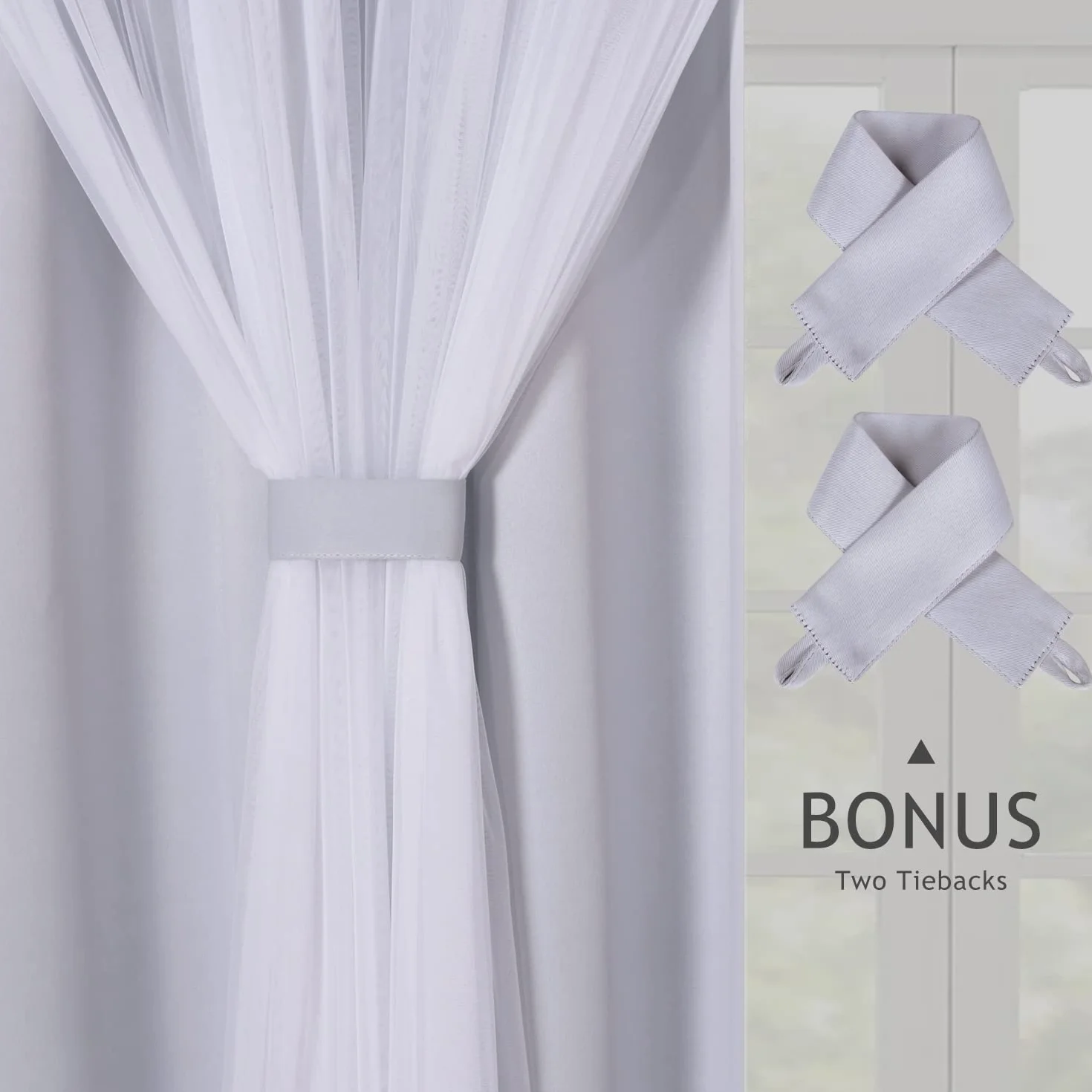 Bonzer Tende Oscuranti a Doppio Strato Bianco Grigio 132x213 cm Set 2 Pannelli