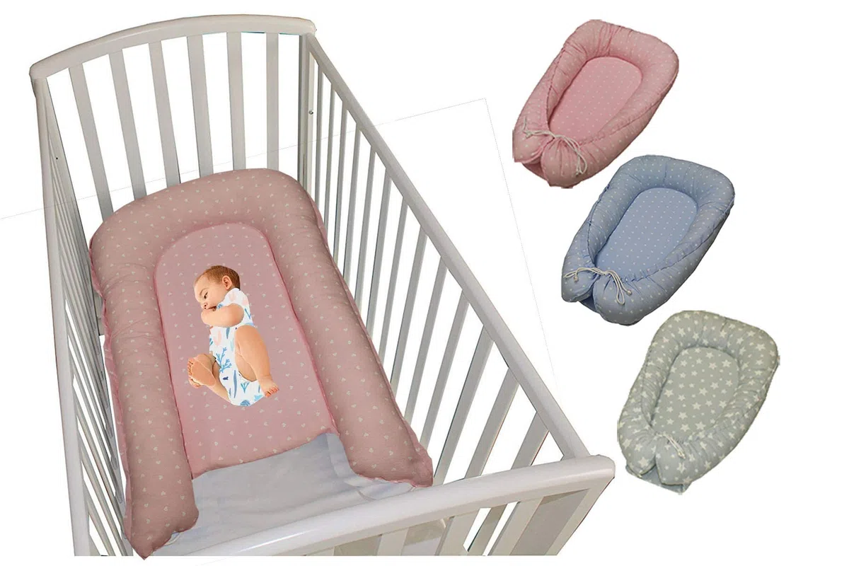 RIDUTTORE PER LETTINO E CULLA OVETTO A BOZZOLO PARACOLPI FASCIATOIO 0-6 MESI MADE IN ITALY (rosa)