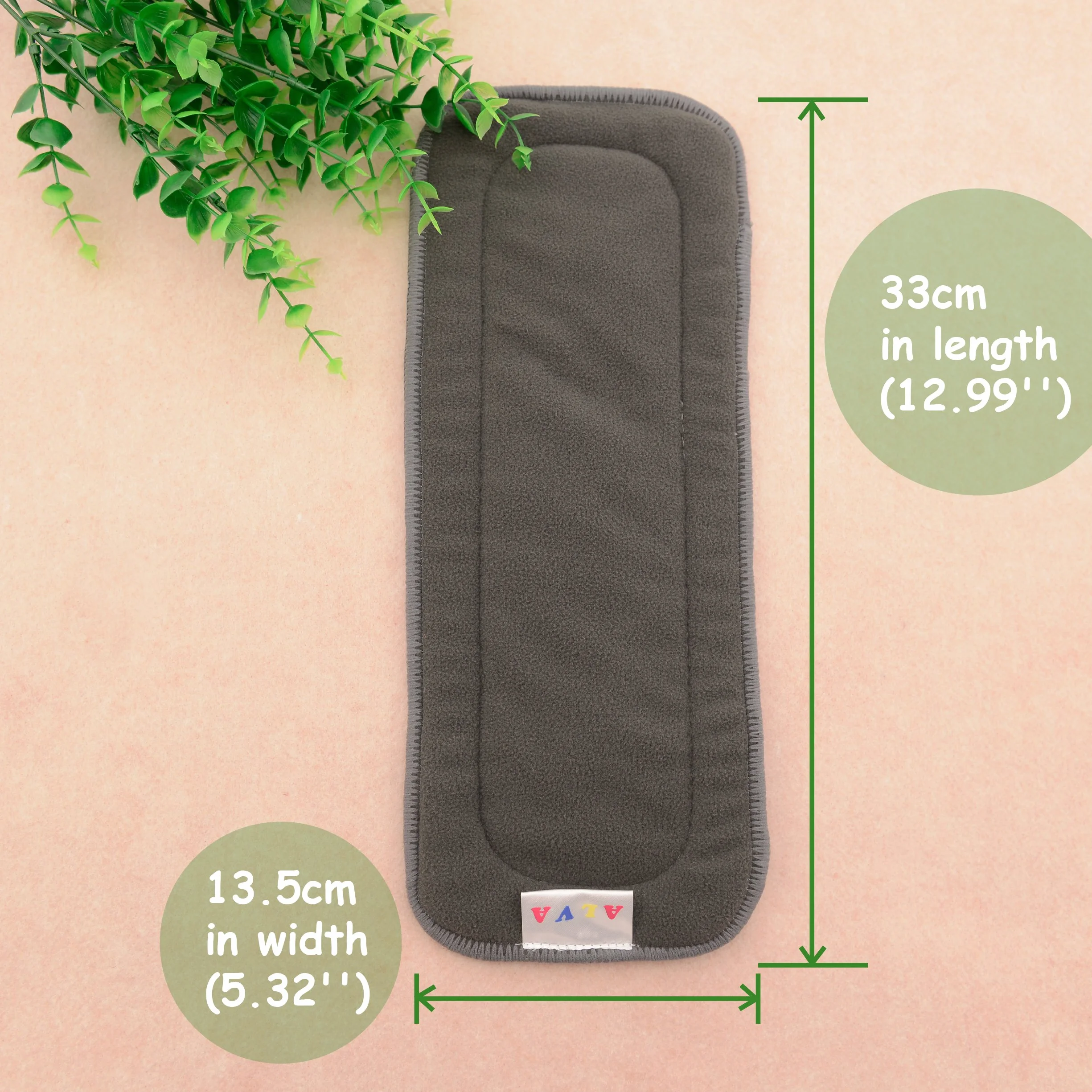 ALVABABY Rivestimenti riutilizzabili in bambù a 5 strati carbone per pannolini lavabili 12 pezzi 12ZTN-IT