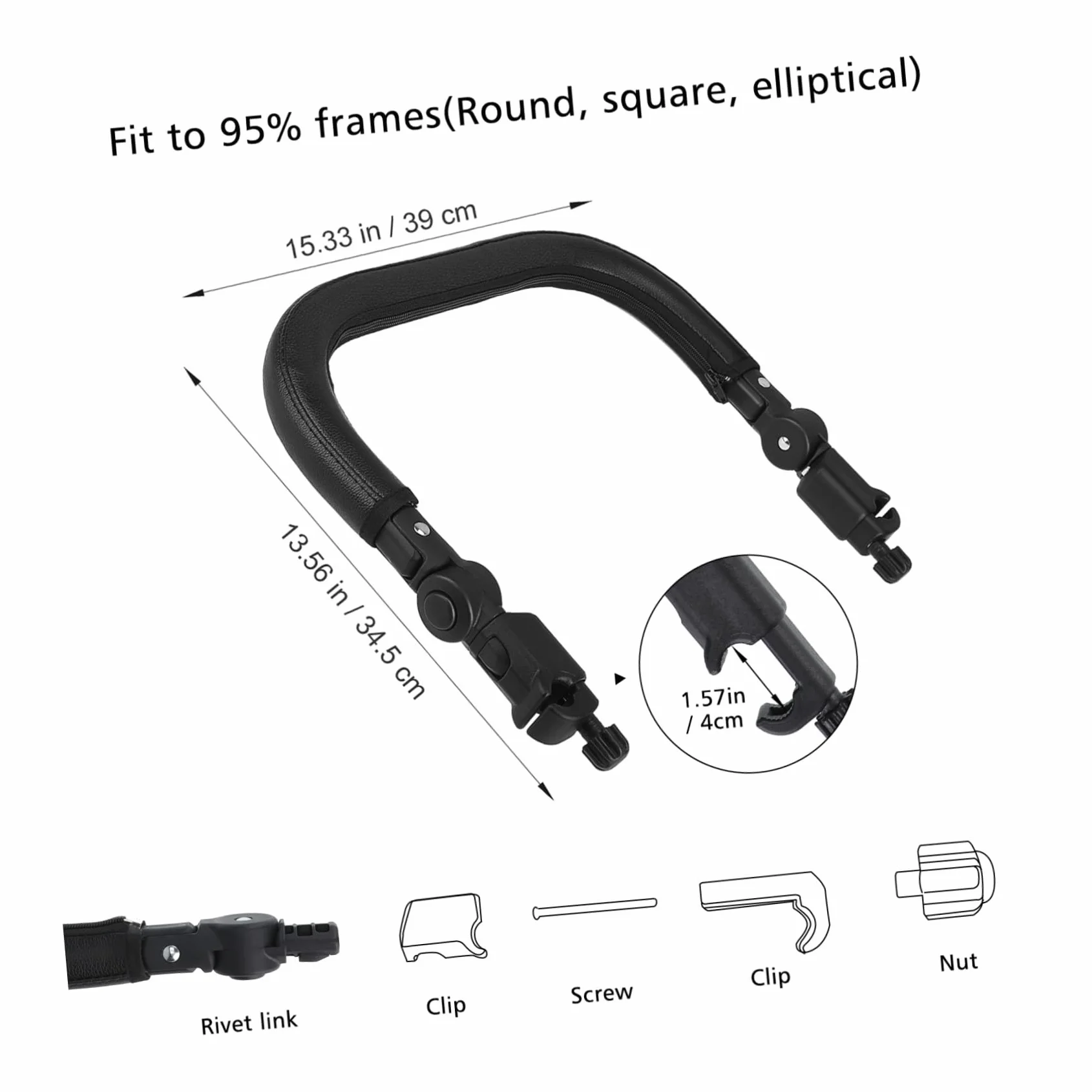 Toyvian Barra Paraurti Universale Per Passeggino Maniglia Bracciolo Sostituzione Barra Trasversale Pelle Pu Nera Paraurti Bracciolo Passeggino Maniglia Staccabile Del