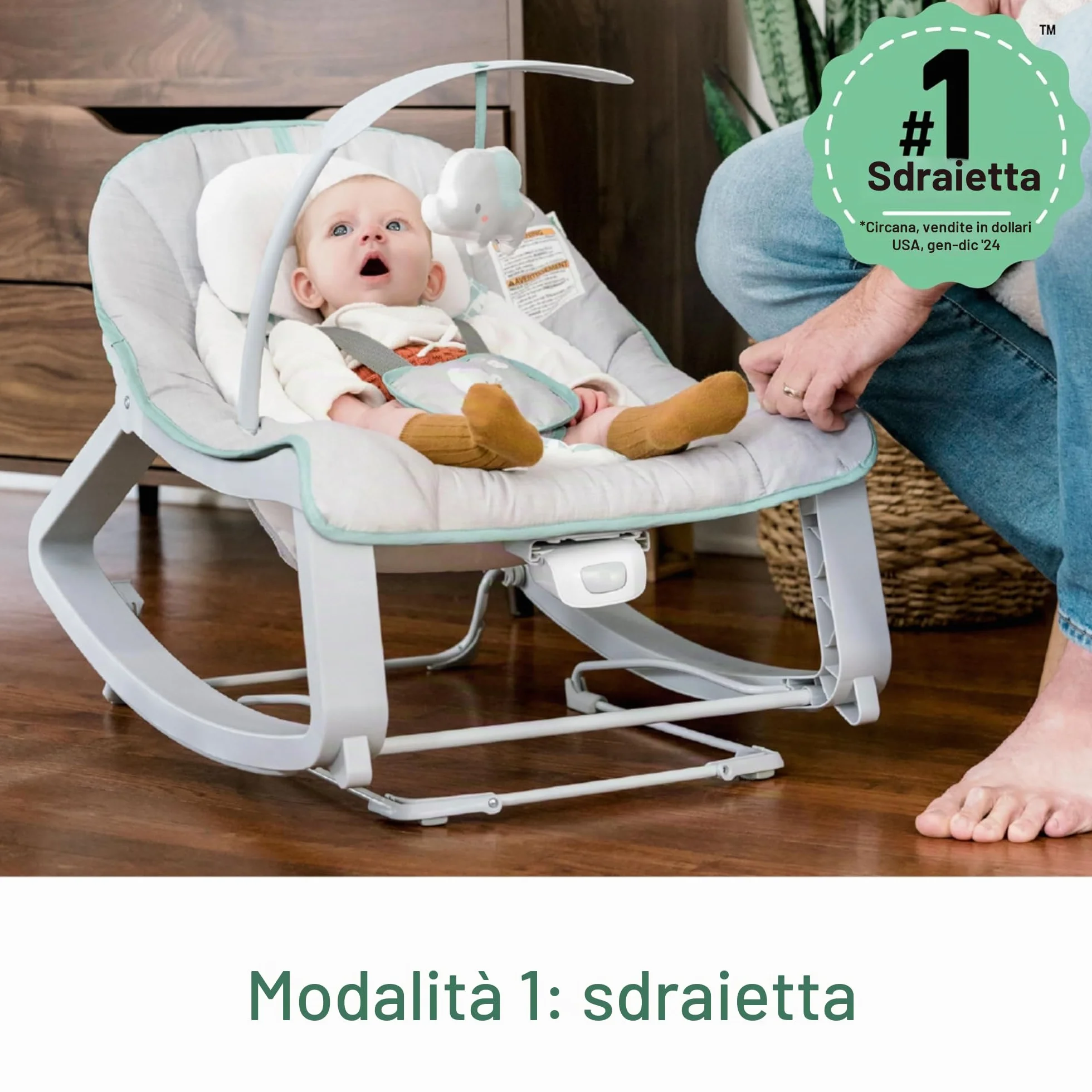 Ingenuity Keep Cozy 3-in-1 Cresci con me sdraietta vibrante per bambini, seggiolino e dondolo da neonato a bambino, vibrazioni e barra portagiochi, 0-30 mesi fino a 18 Kg (Weaver)