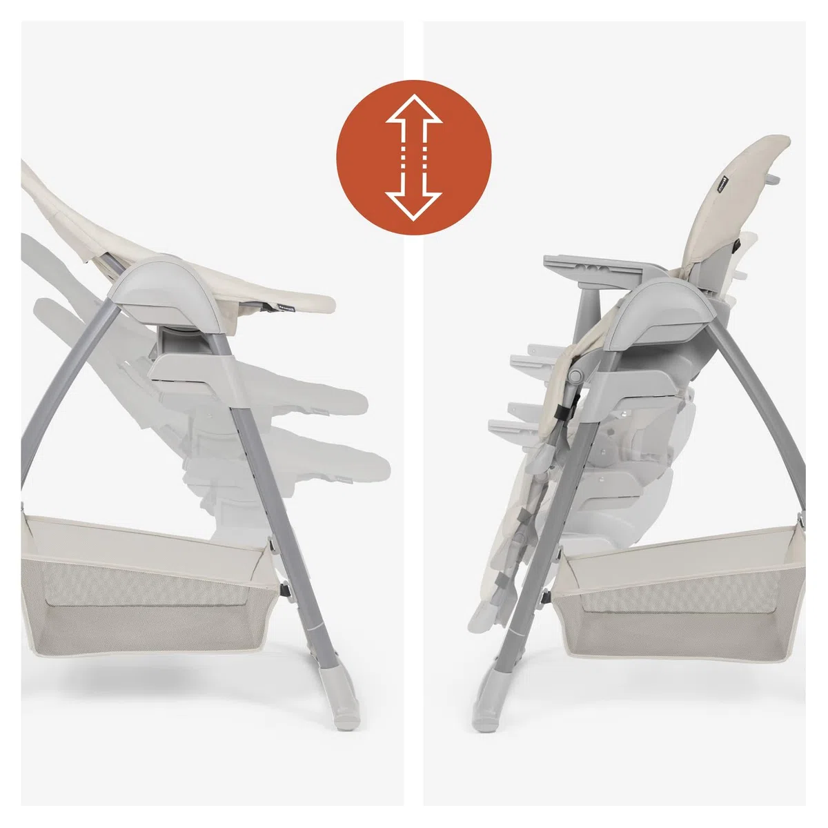 hauck Sit N Relax 3in1, Beige - Seggiolone Pappa Evolutivo da 0 Mesi a 15 kg con Sdraietta con Arco Giochi e Seduta con Vassoio Regolabili in Altezza, Ruote, Pieghevole, Cesto Portaoggetti