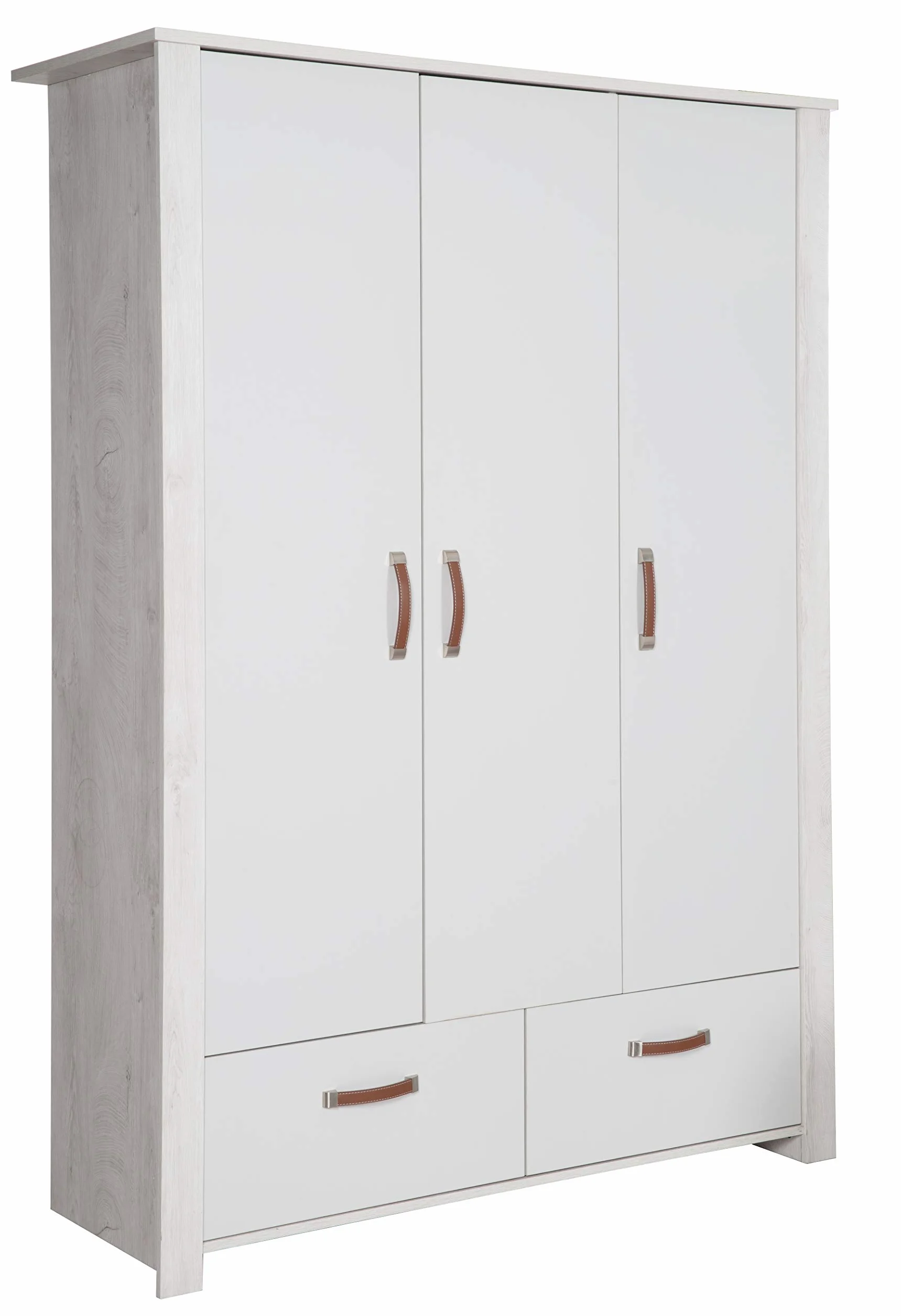Cameretta per Bambini Mila Lettino Combinato 70x140 cm Fasciatoio Cassettiera Armadio 3 Ante Bianco Grigio