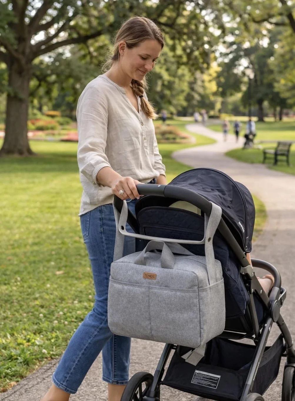 TENDS Borsa per passeggino spaziosa a tracolla – Funzione set maternità – Organizer bebè multiuso