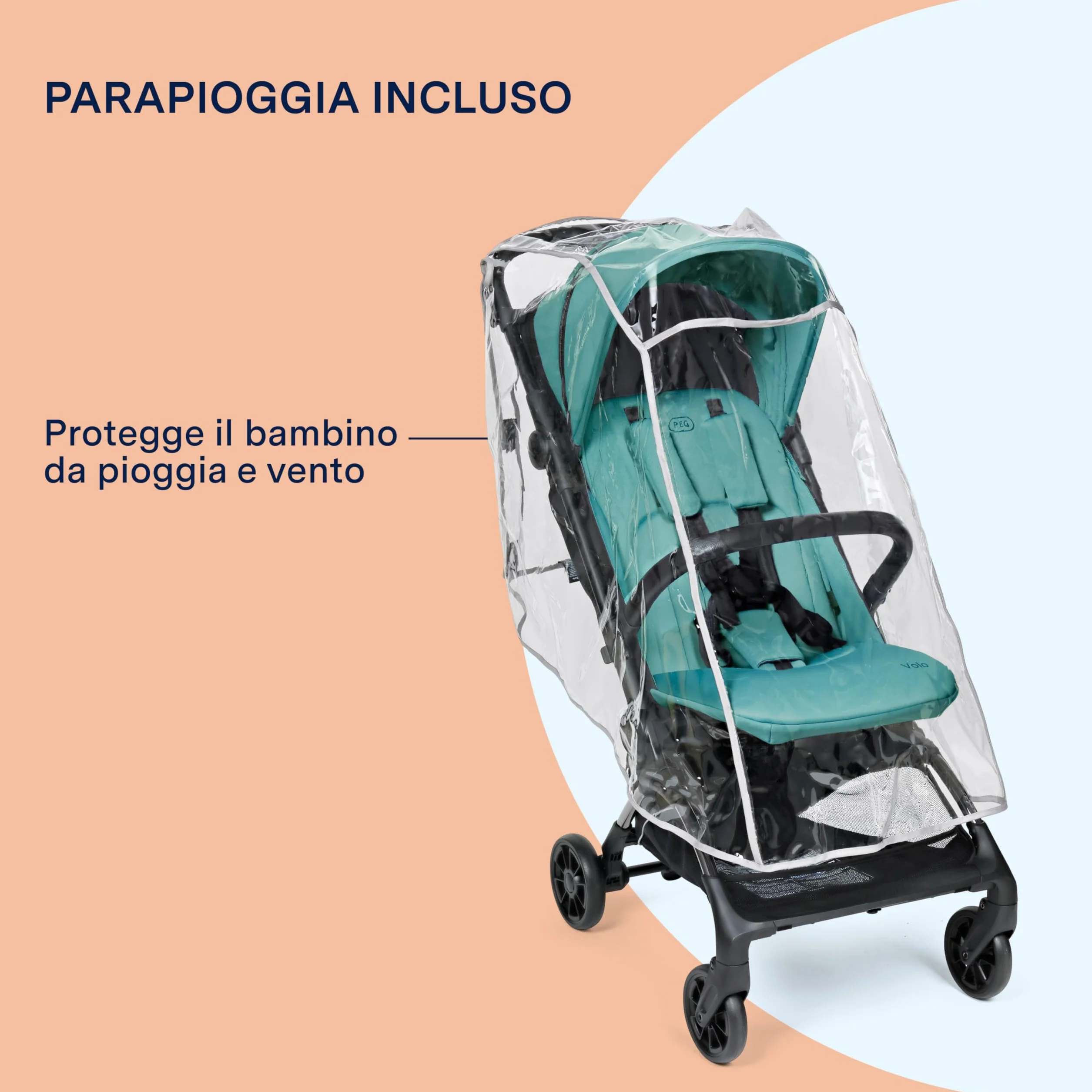 PEG Passeggino Leggero Volo Tahiti, Compatto per Aereo, Omologato Cappelliera, Fino 22 kg, con Parapioggia e Borsa
