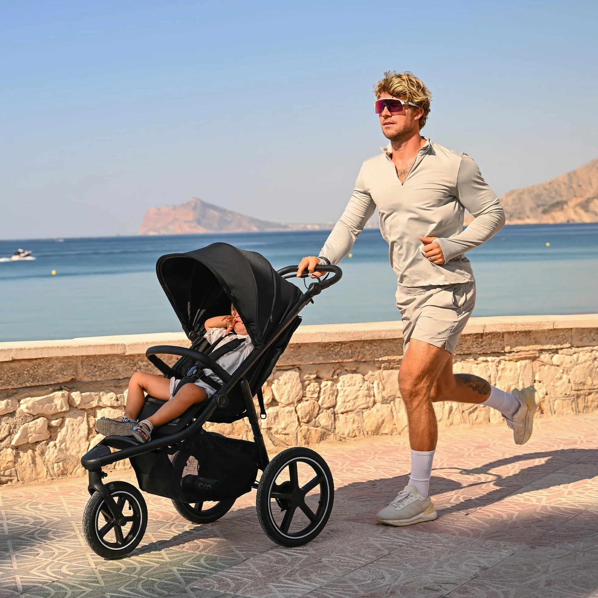 Deryan Bolt Jogger Passeggino combinato per ogni terreno – Pieghevole e portatile – Passeggino per jogging a partire dai 6 mesi (Hazel)