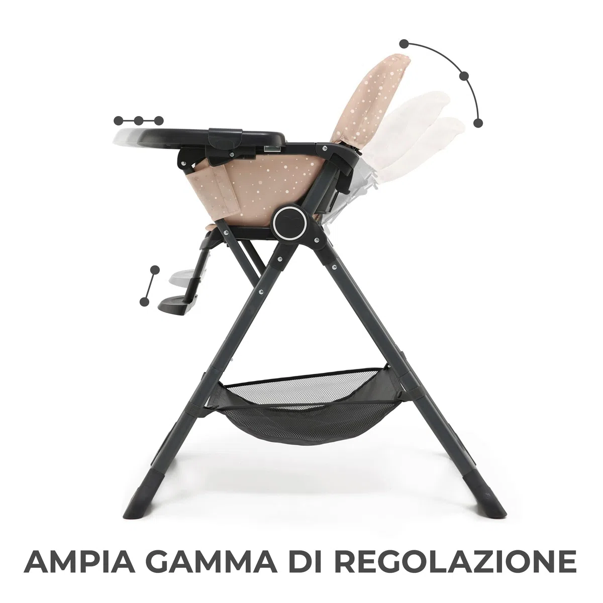 Kinderkraft FOLDEE Seggiolone Pappa, Portatile, Sedia bambini da tavolo, Pieghevole in dimensioni compatte, Schienale e poggiapiedi regolabile, con Vassoio e Cestello, Facile da pulire, Rosa