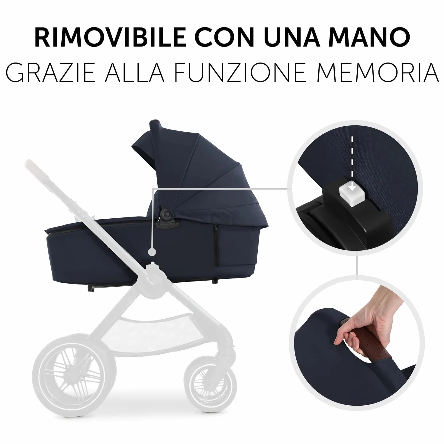Hauck Culla Neonato Premium Walk N Care - Carrozzina Pieghevole per Neonati fino 9kg, Navicella con Pulsanti Memoria, Apertura Laterale XXL, Protezione UV 50+, Blu
