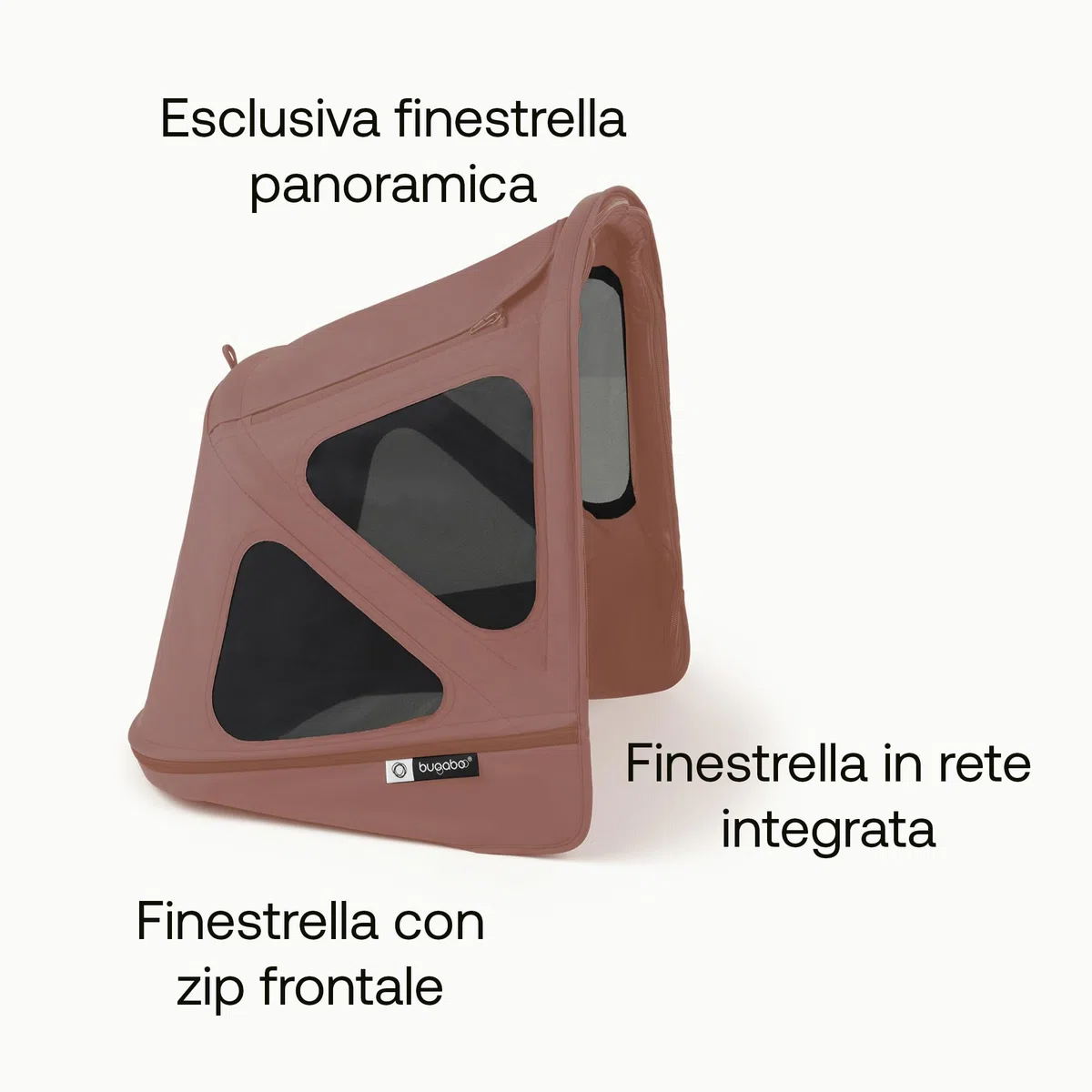Bugaboo Donkey Cappottina Breezy, Estensibile per una maggiore copertura e una Protezione Solare ottimale, Resistente all'Acqua, Compatibile Con Tutti i Passeggini Donkey, Dusty Pink