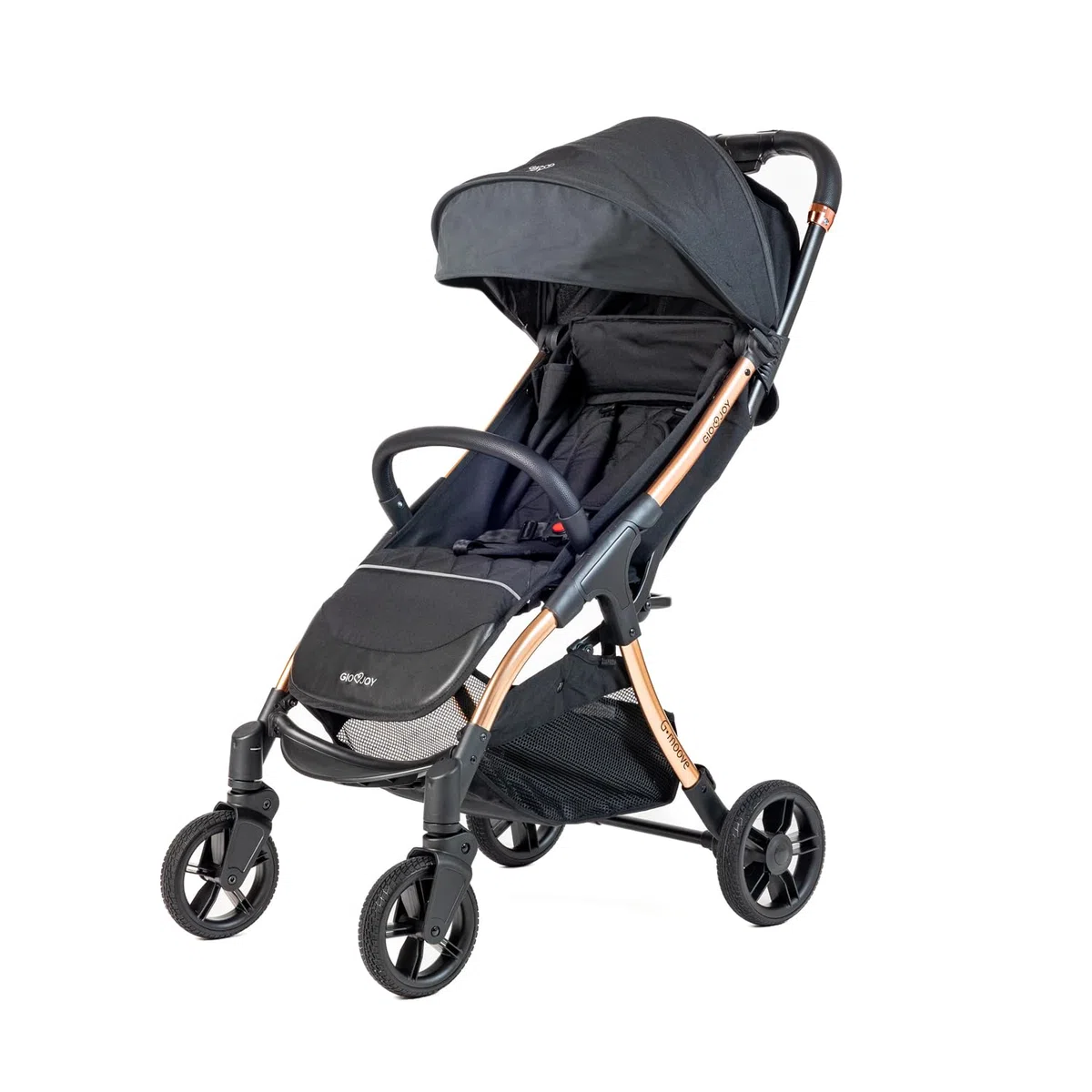 Passeggino G-Moove 0-22 kg. Leggero, Perfetto dalla Nascita - Telaio Rose Gold, Tessuto Nero